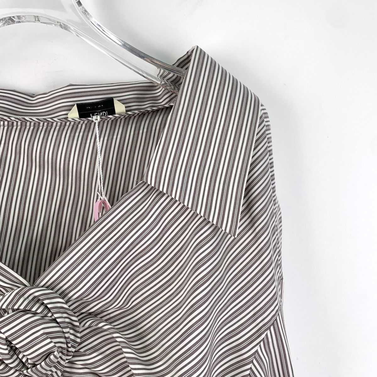 Fendi Fendi Colorblocked Striped Mulberry Silk Lapel Shirt Size S / US 4 / IT 40 - 3 Thumbnail