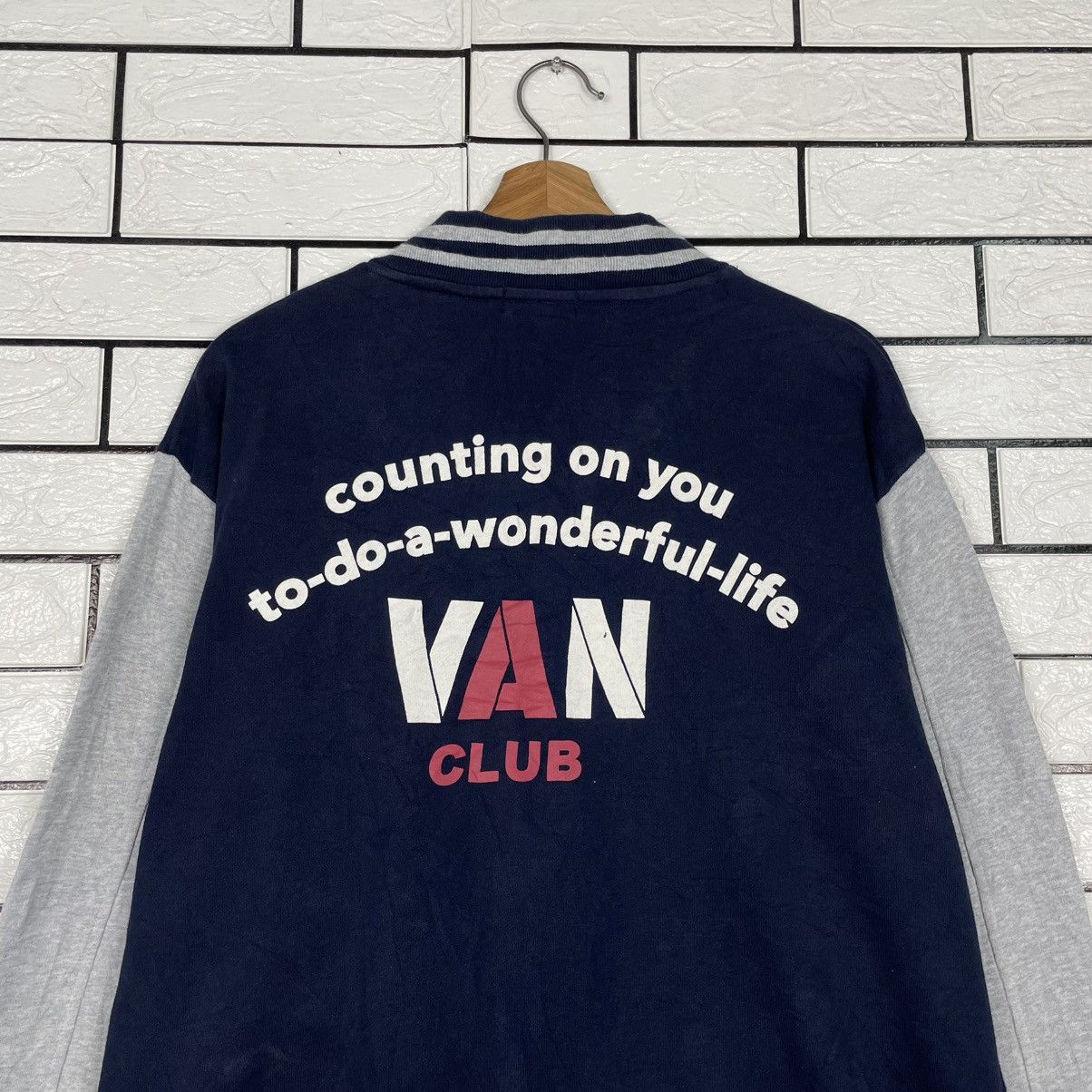 Japanese Brand Van Club Big Logo Varsity Sweater Jacket Size US L / EU 52-54 / 3 - 8 Thumbnail