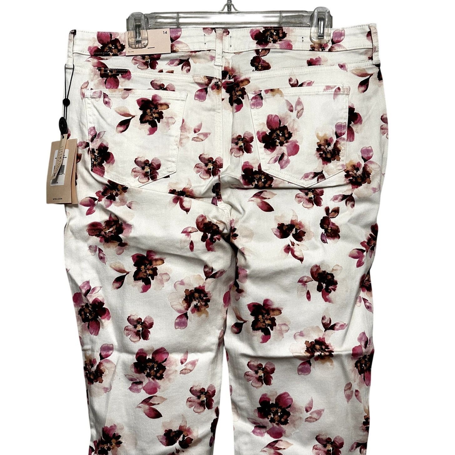 Other NYDJ Jeans Floral Sheri Slim Ankle Length Cream/Pink 14 NWT Size 36" / US 14 / IT 50 - 6 Thumbnail