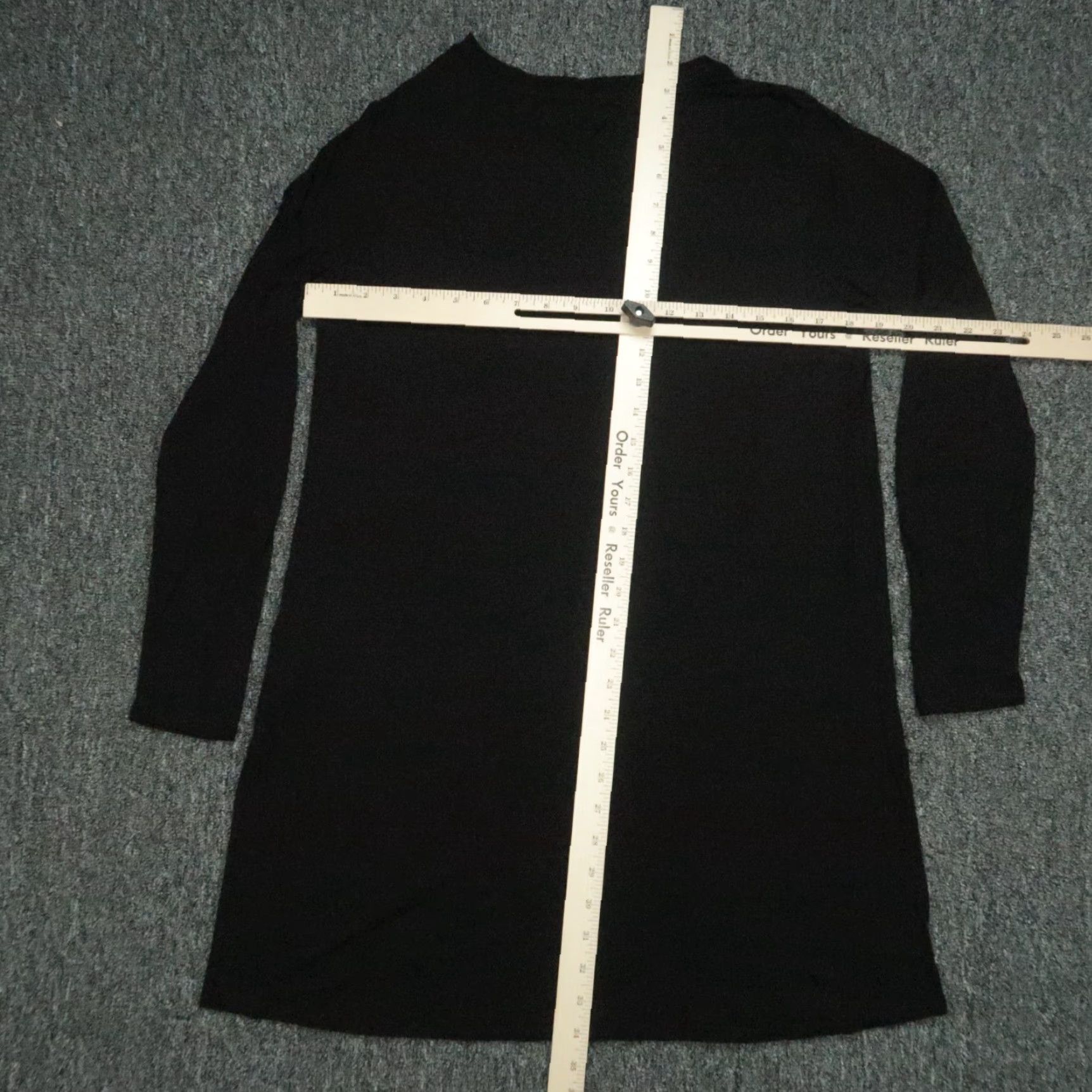 Eileen Fisher Black Shift Dress Womens Small Long Sleeve Jersey Maxi Casual