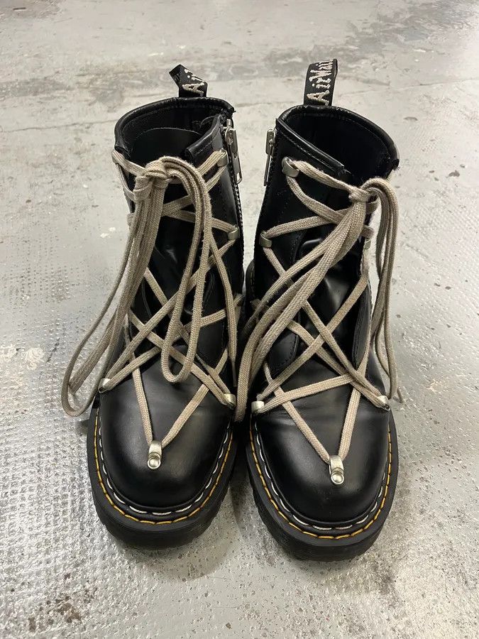 Rick Owens Dr Martens Rick Owens Megalaced Black Leather Combat Boots Size US 9 / EU 42 - 5 Thumbnail