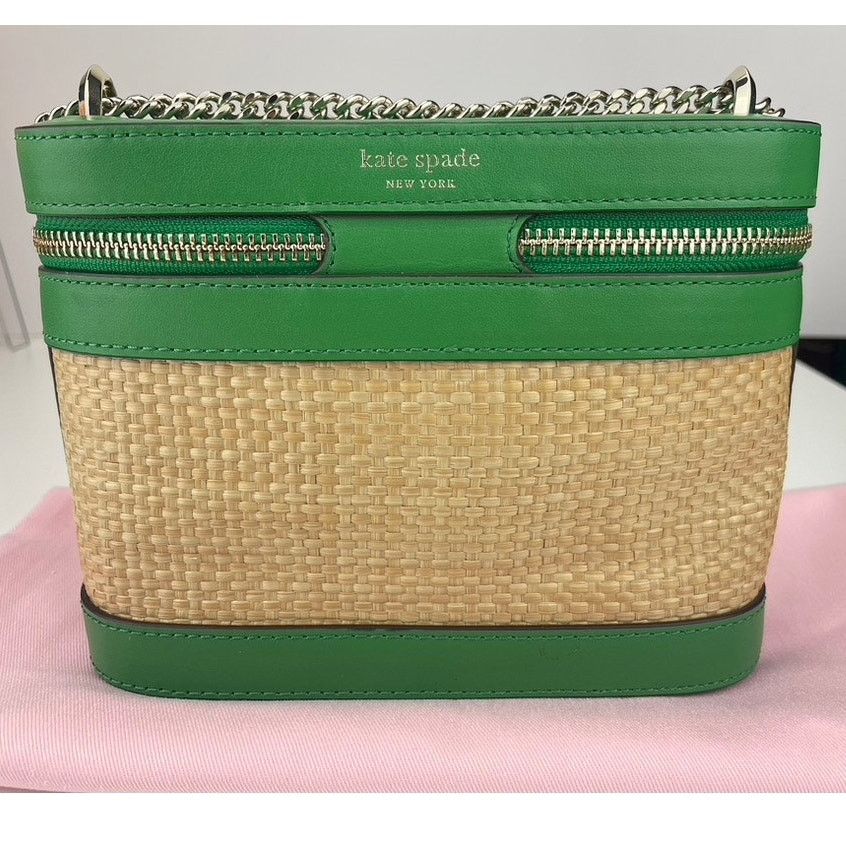 Kate Spade Green Leather Straw Convertible Crossbody Chain Purse Bag Size ONE SIZE - 6 Thumbnail