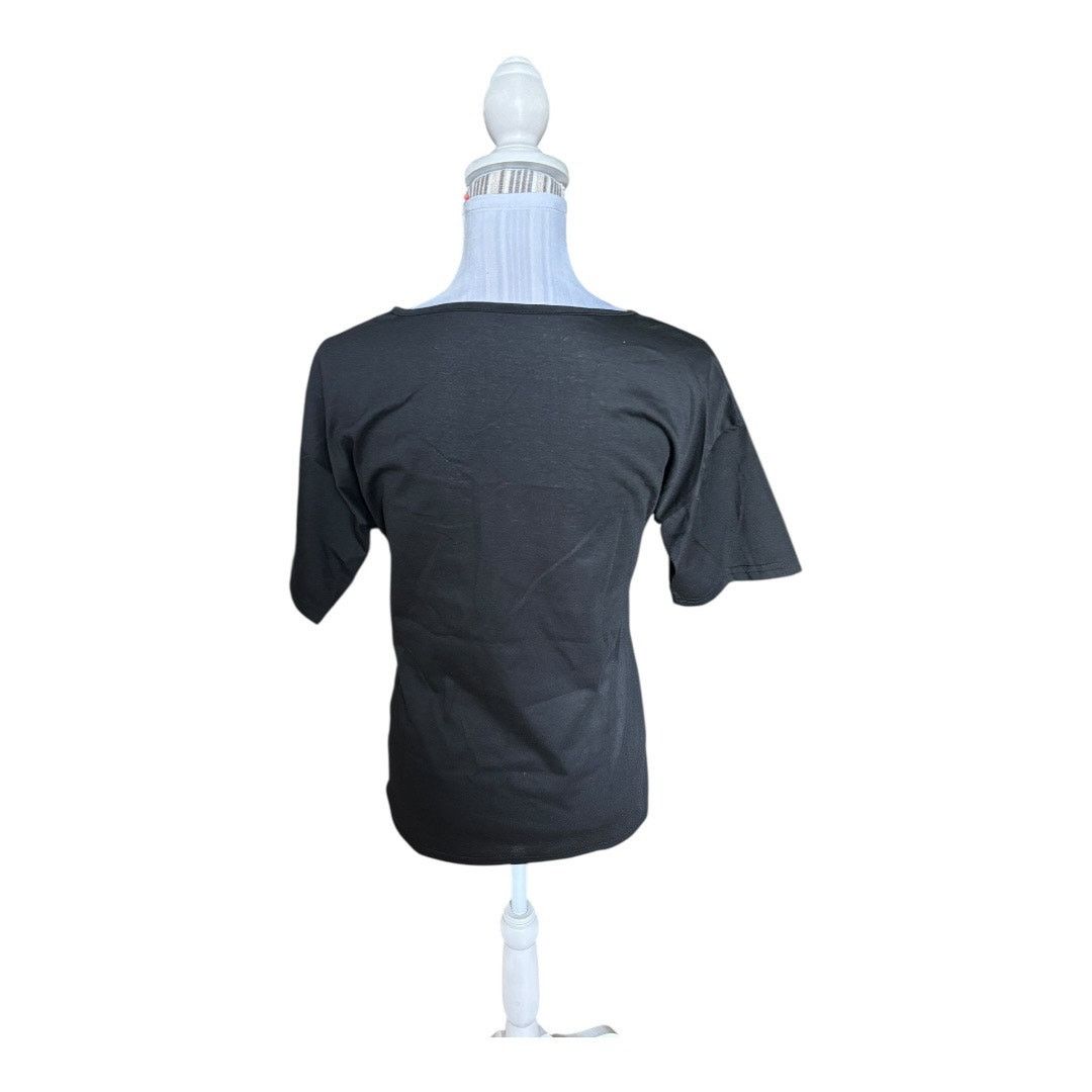Shein Black V-Neck Tee Size S NWOT Size S / US 4 / IT 40 - 2 Thumbnail
