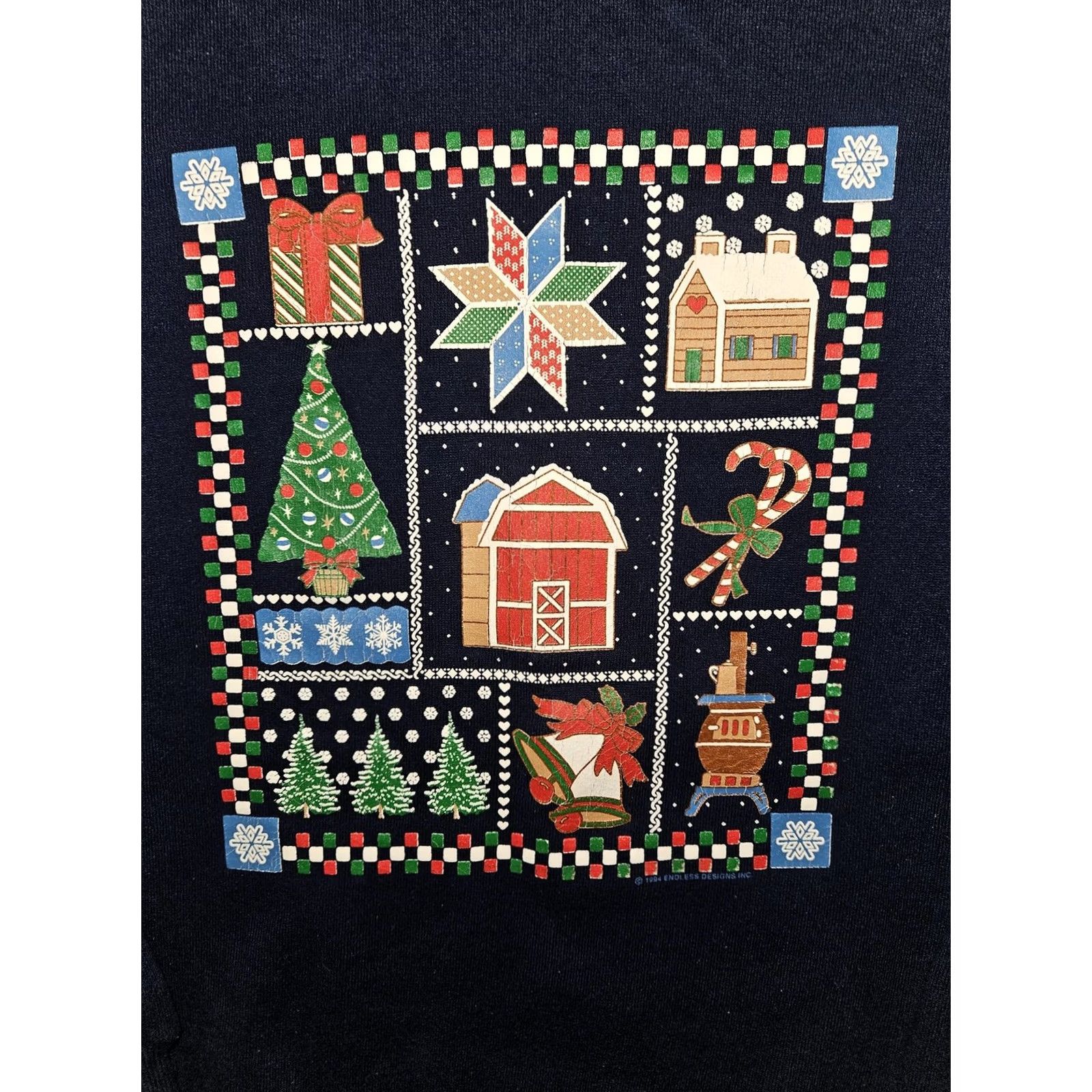 Jerzees VINTAGE Jerzees Sweatshirt Women's XL Blue Ugly Christmas Patchwork Made USA 90s Size XL / US 12-14 / IT 48-50 - 5 Thumbnail