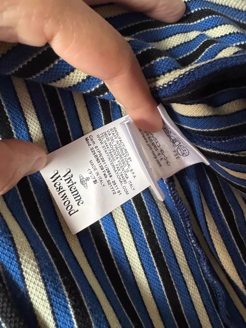Vivienne Westwood Vivienne Westwood Shiney big Logo suit blue striped suit Size S / US 4 / IT 40 - 7 Thumbnail