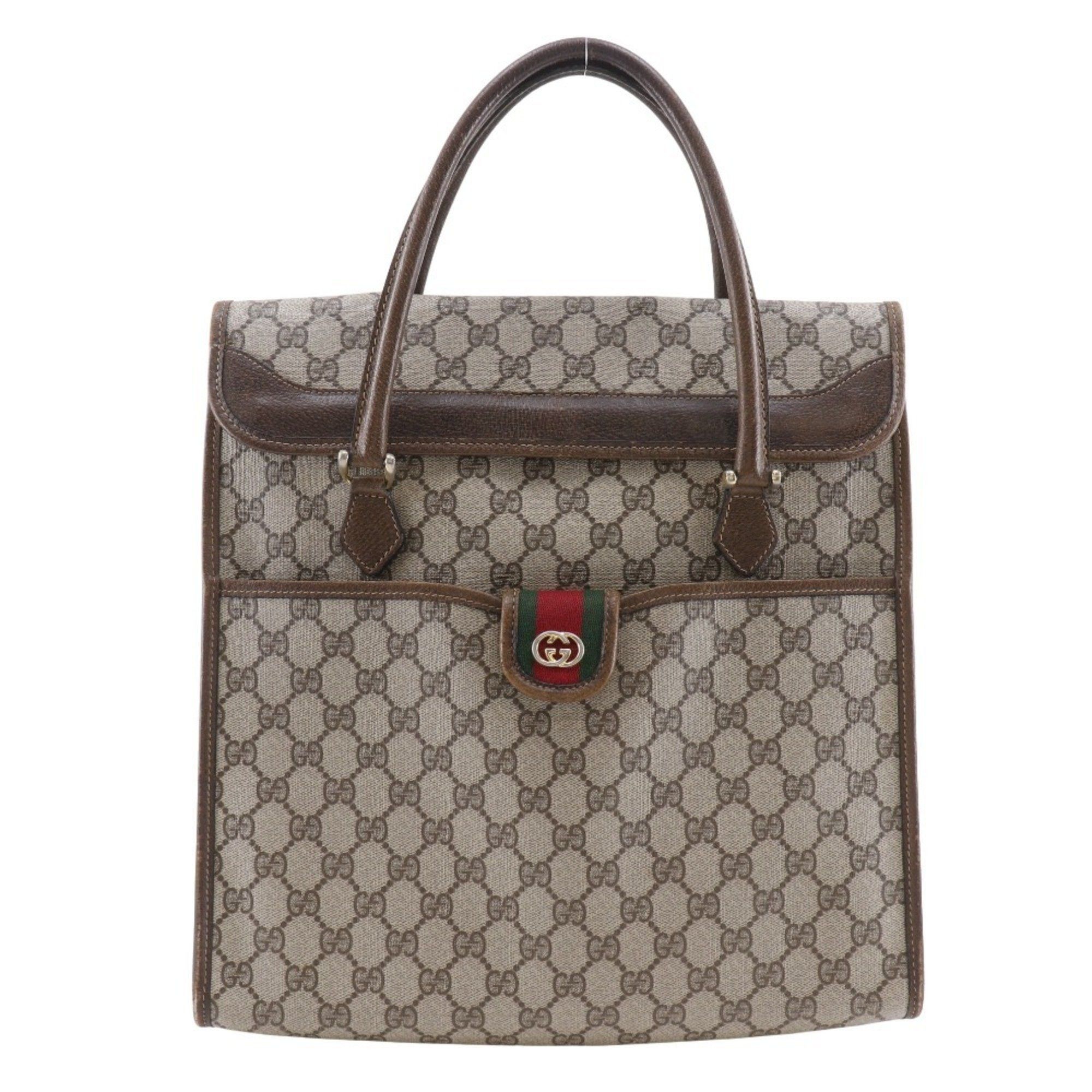 Gucci Gucci Old Handbag Sherry Line Interlocking GG 02.4139.58 PVC Brown Snap Button Unisex Size ONE SIZE - 1 Thumbnail