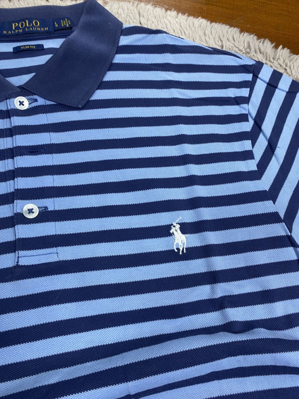 Polo Ralph Lauren Polo Ralph Lauren Men's White Striped Slim Fit Polo Shirt L Size US L / EU 52-54 / 3 - 3 Thumbnail
