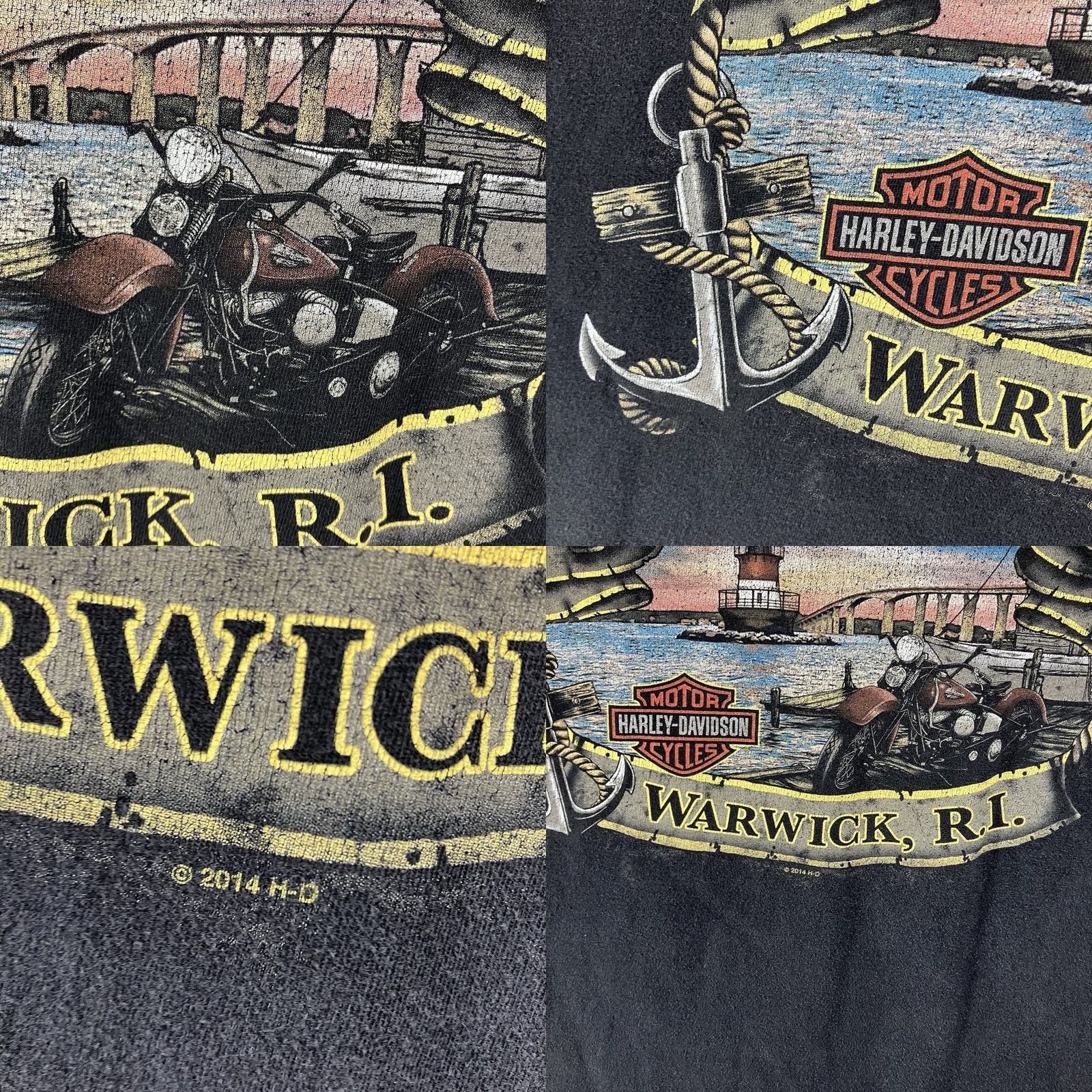 Harley Davidson Harley-Davidson Patriotic T Shirt Mens XL Black Made in USA Flag Warwick RH 2014 Size US XL / EU 56 / 4 - 10 Thumbnail