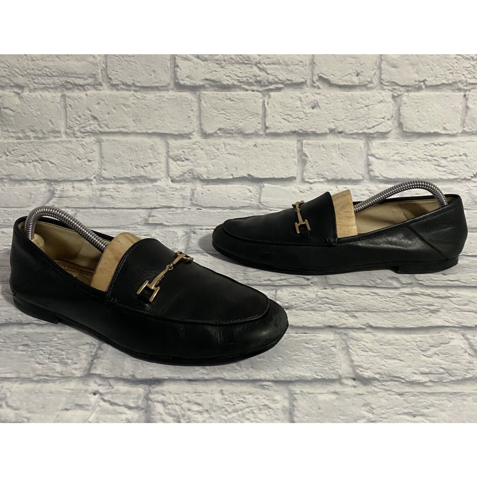Sam Edelman Sam Edelman Loraine Black Leather Loafers Gold Accent Size 8.5 Womens Shoes Flat Leather Upper Insole Breathable Size US 6 / IT 36 - 2 Thumbnail