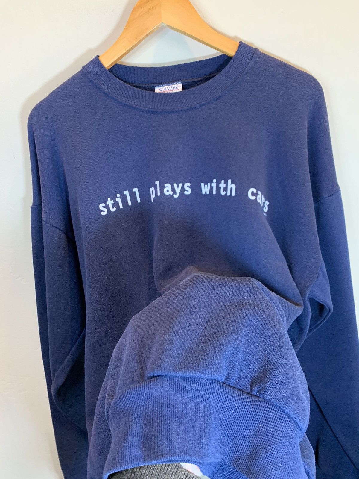 Vintage *RARE* Vintage 80’s Still Plays With Cars Funny Sweatshirt Size US XL / EU 56 / 4 - 3 Thumbnail