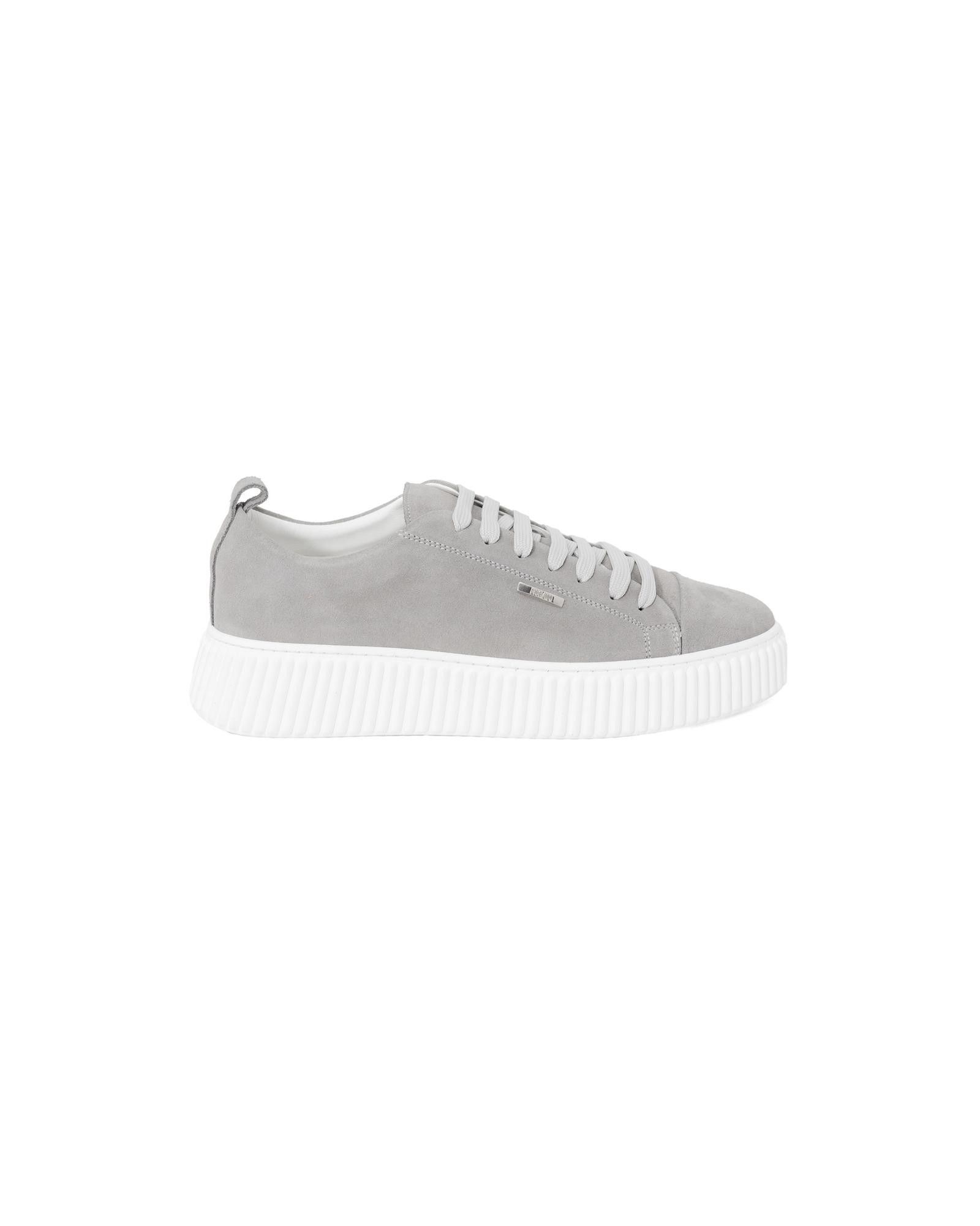 image of Antony Morato Leather Lace-Up Sneakers With Rubber Sole in Grey, Men's (Size 8)