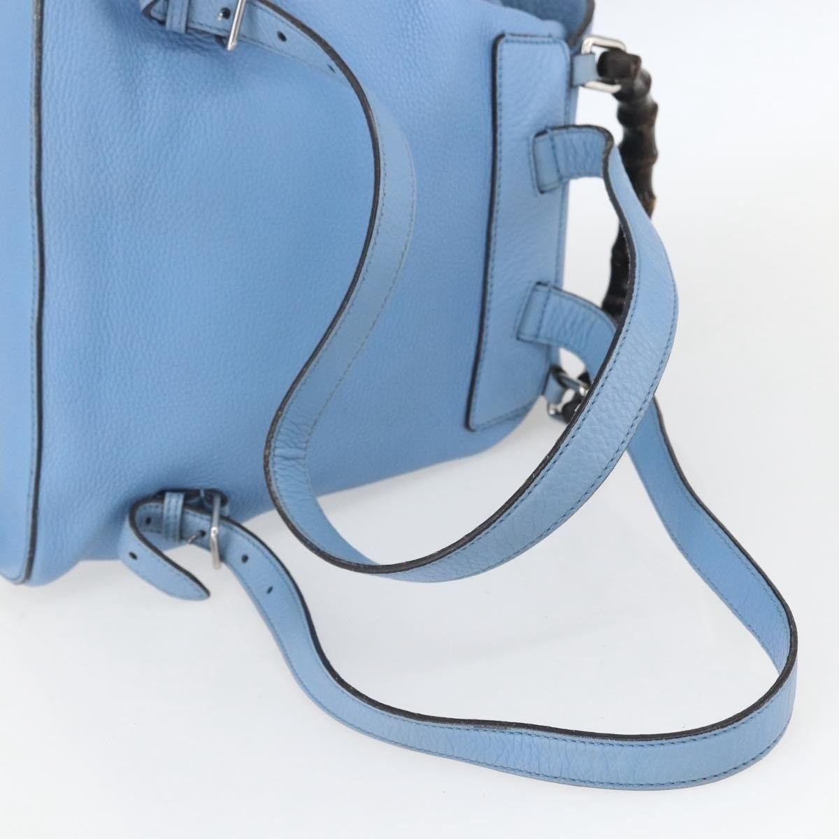 Gucci Gucci Bamboo Leather Backpack Light Blue Size ONE SIZE - 7 Thumbnail