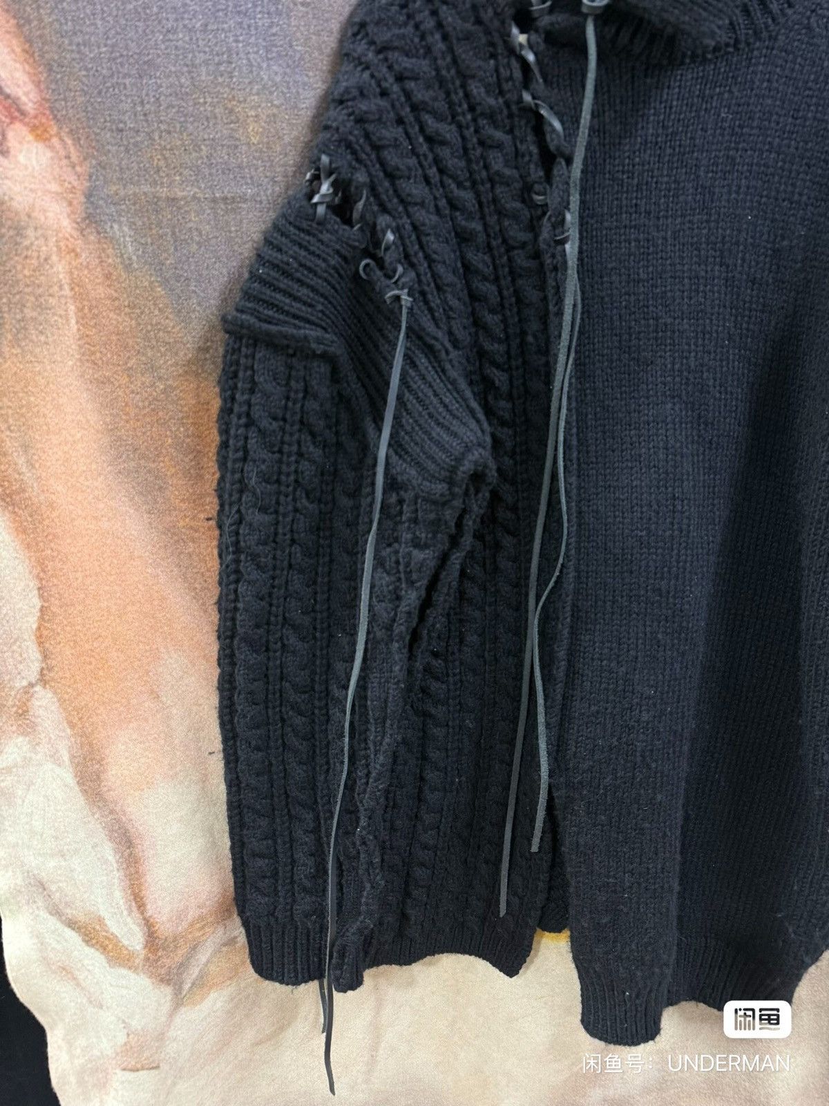 Yohji Yamamoto yohji yamamoto pour homme leather lace sweater Size US L / EU 52-54 / 3 - 2 Thumbnail