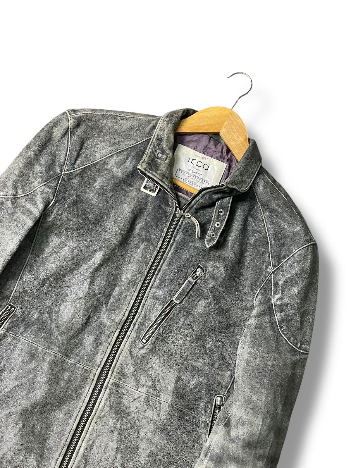 Japanese Brand × Vintage Vintage IKKA Distressed Leather Jacket (99) Size US XL / EU 56 / 4 - 2 Thumbnail