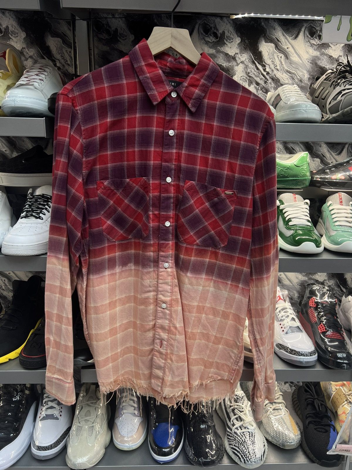 Amiri Amiri Red Bleached Flannel Size US S / EU 44-46 / 1 - 1 Thumbnail