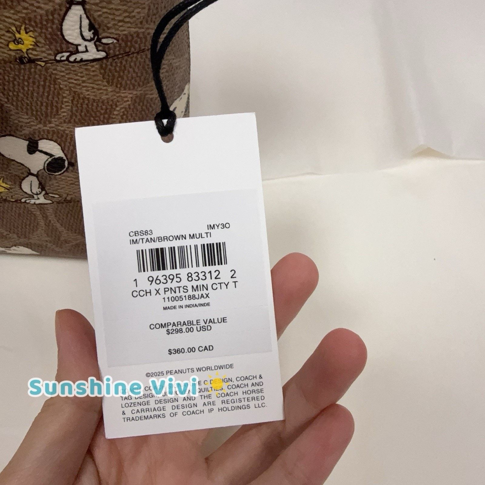Coach NWT Coach X Peanuts City Mini Tote Bag Snoopy Print CBS83 Size ONE SIZE - 2 Thumbnail