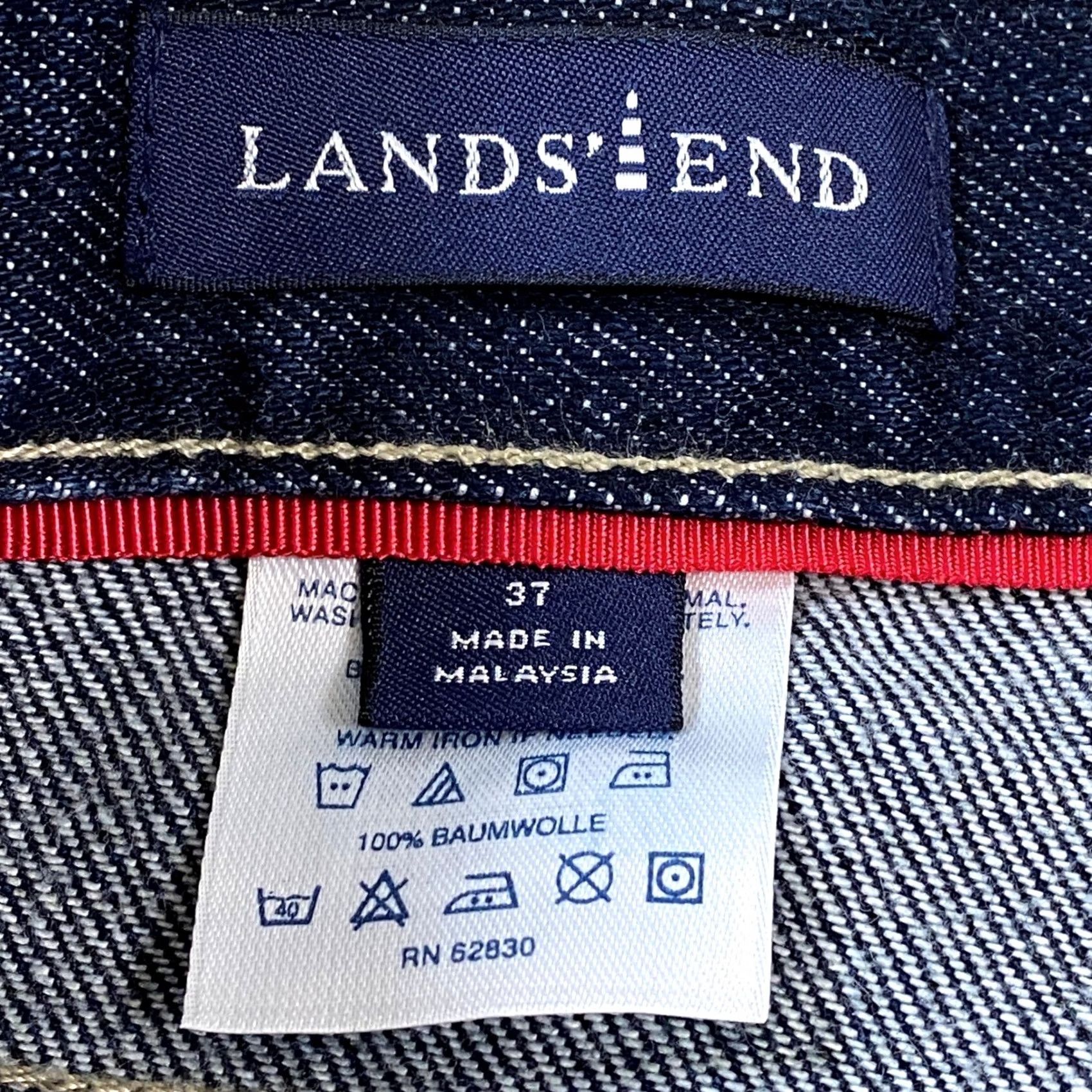 Lands' End Lands' End Jeans Men 37 Straight Black Dark Indigo Denim Classic Casual 5-Pocket Rise Mid 32 Inseam Blue Denim Size US 37 - 3 Thumbnail