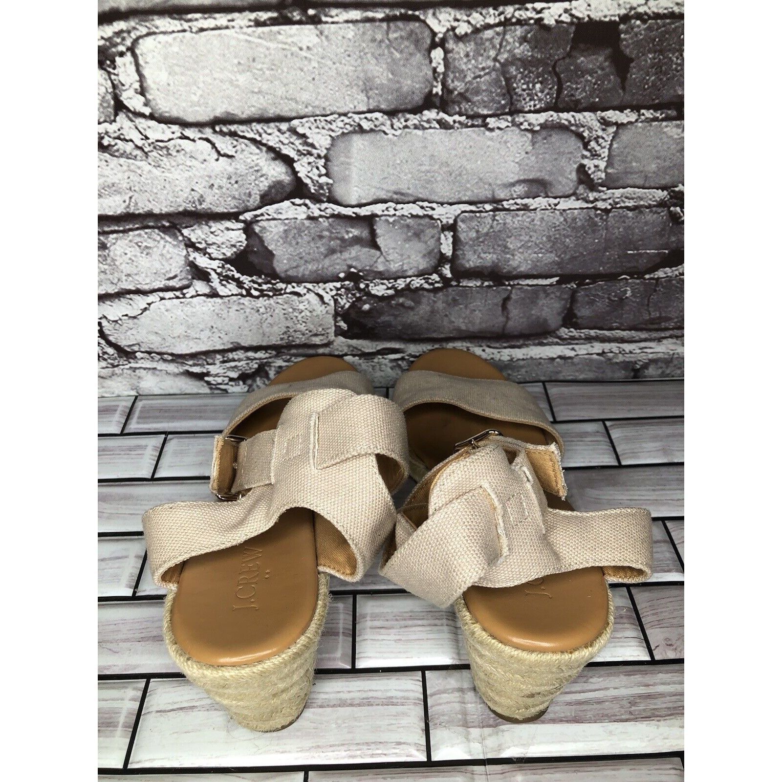 J.Crew J Crew Khaki Beige Fabric Buckle Ankle Strap Espadrilles San Size US 10 / IT 40 - 4 Thumbnail