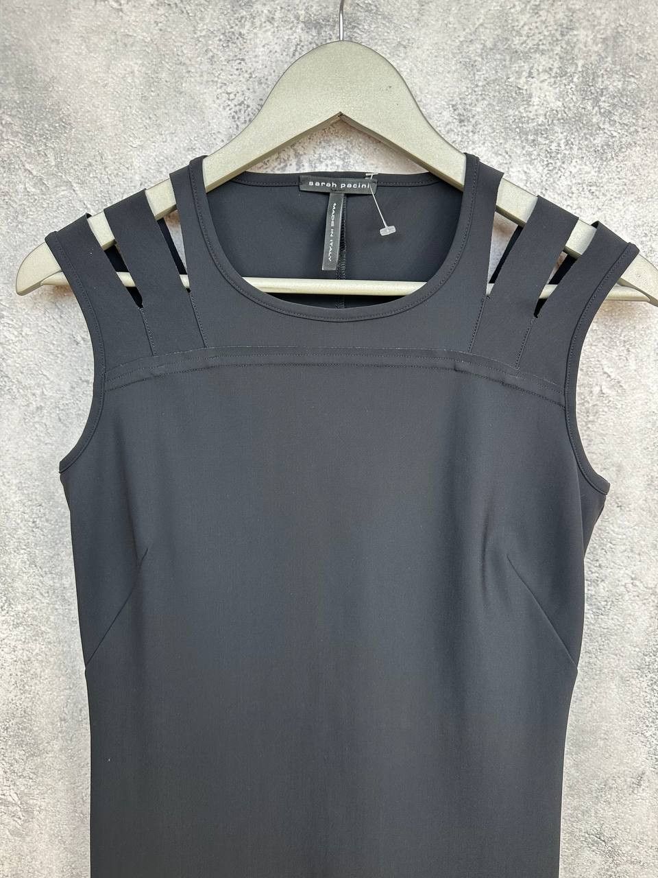 Sarah Pacini Sarah Pacini Sleeveless Black Midi Dress Strappy Shoulder Size S / US 4 / IT 40 - 4 Thumbnail