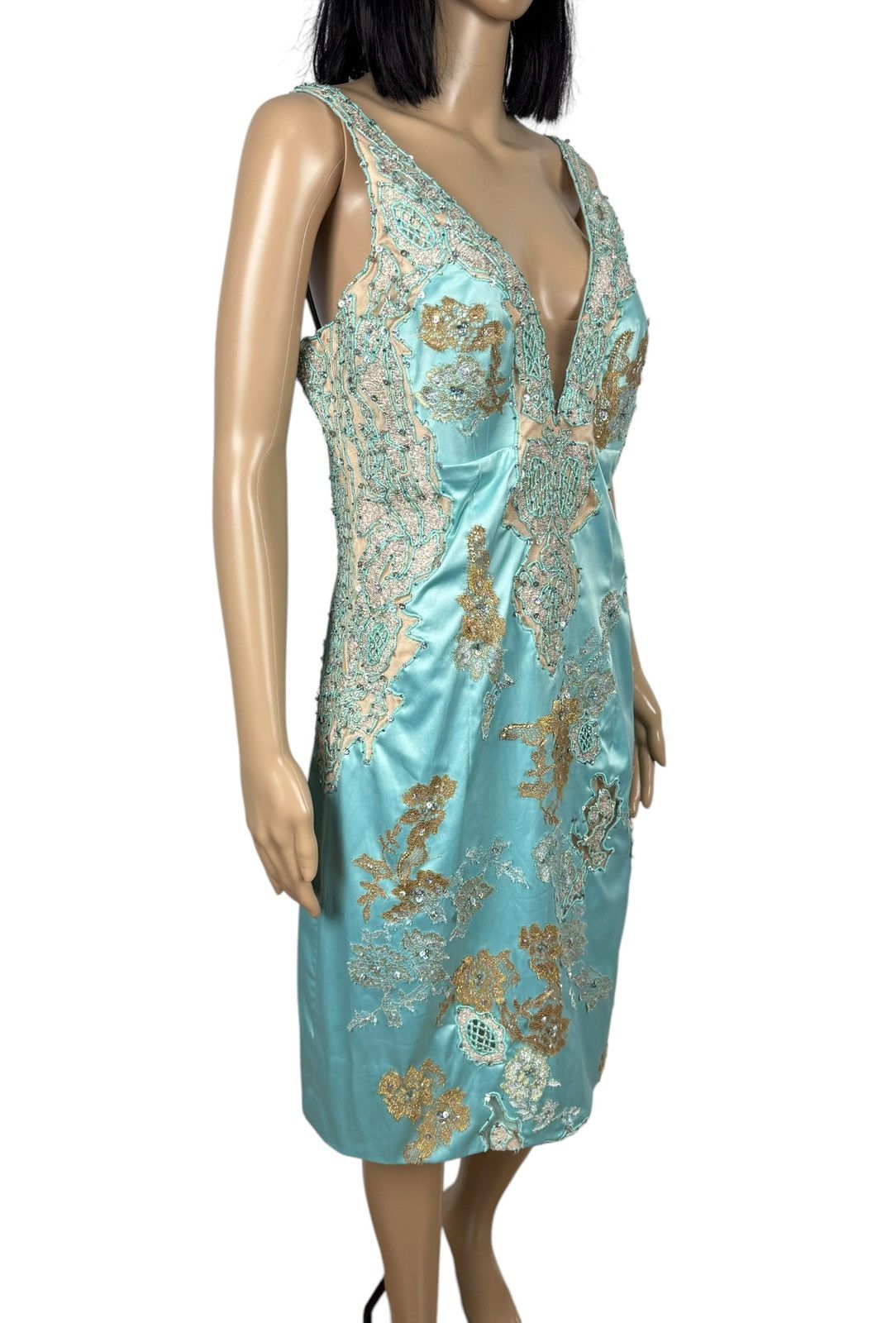 Designer Mandalay Julian Joyce Evening Coctail Dress Aqua size 14 Size XL / US 12-14 / IT 48-50 - 4 Thumbnail