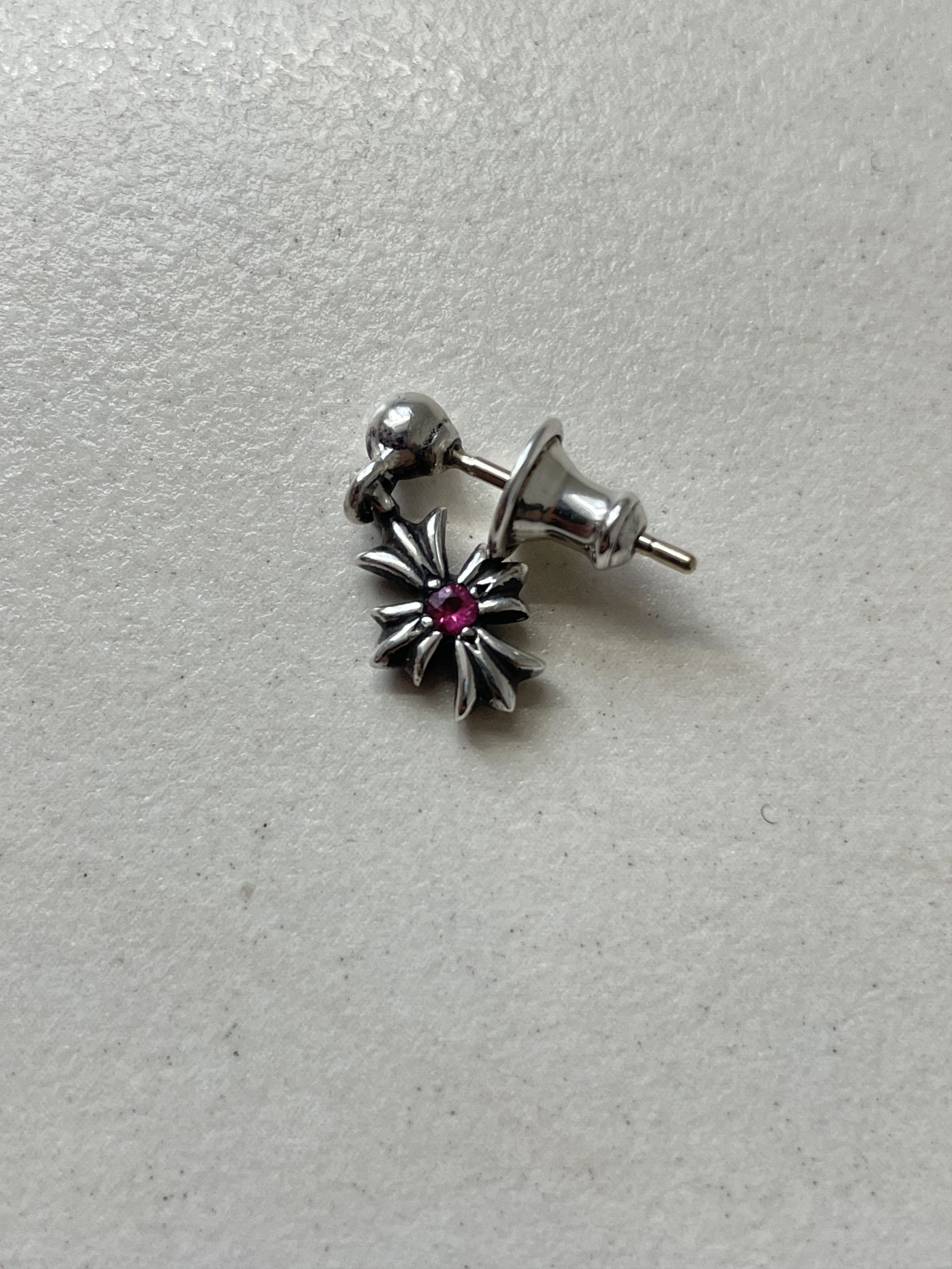 Chrome Hearts Chrome Hearts Silver Pink Saph Tiny E Plus Earring Drop Size ONE SIZE - 5 Thumbnail
