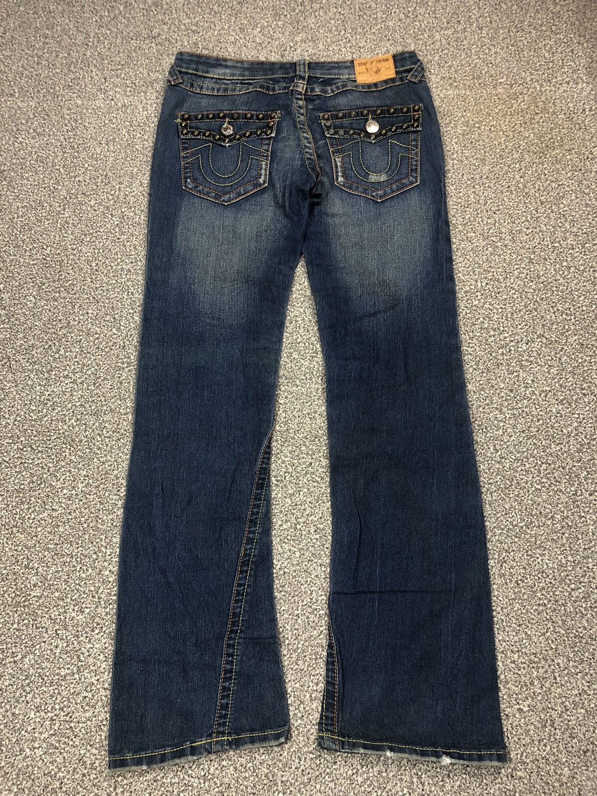 Japanese Brand Vintage True Religion Joey Studded Twisted Flare Jeans Size 32" / US 10 / IT 46 - 1 Thumbnail
