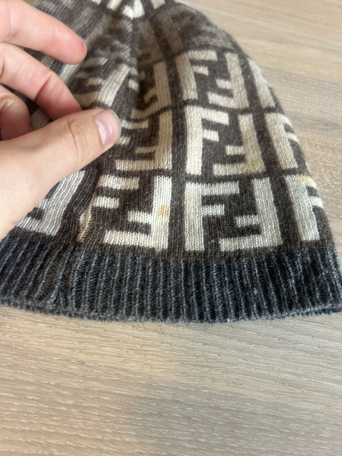 Fendi Fendi Wool-Cashmere Blend Zucca Beanie with Minor Staining Size ONE SIZE - 3 Thumbnail