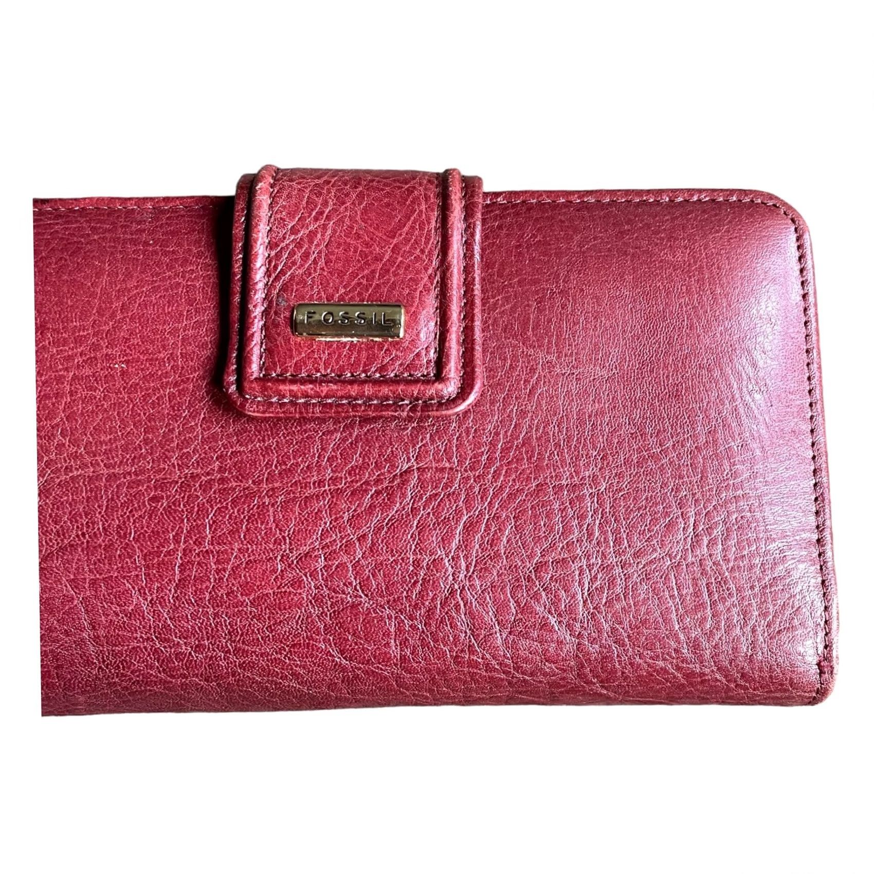 Fossil VINTAGE Fossil Madison Full Zip Clutch Women’s Leather Wallet Red Credit Card Holder Size ONE SIZE - 3 Thumbnail