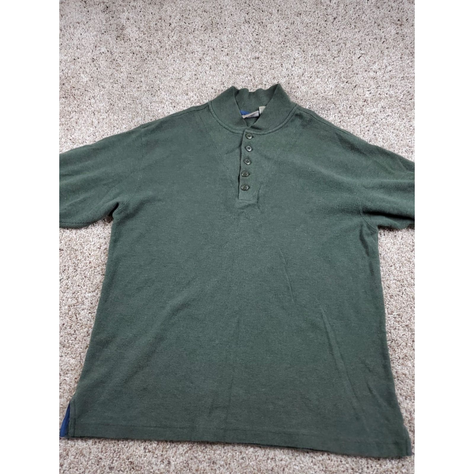 Vintage VINTAGE L.L. Bean Sweater Mens Large Green Henley Pullover Long Sleeve Cotton Ribbed Mock Neck Casual Size US L / EU 52-54 / 3 - 3 Thumbnail