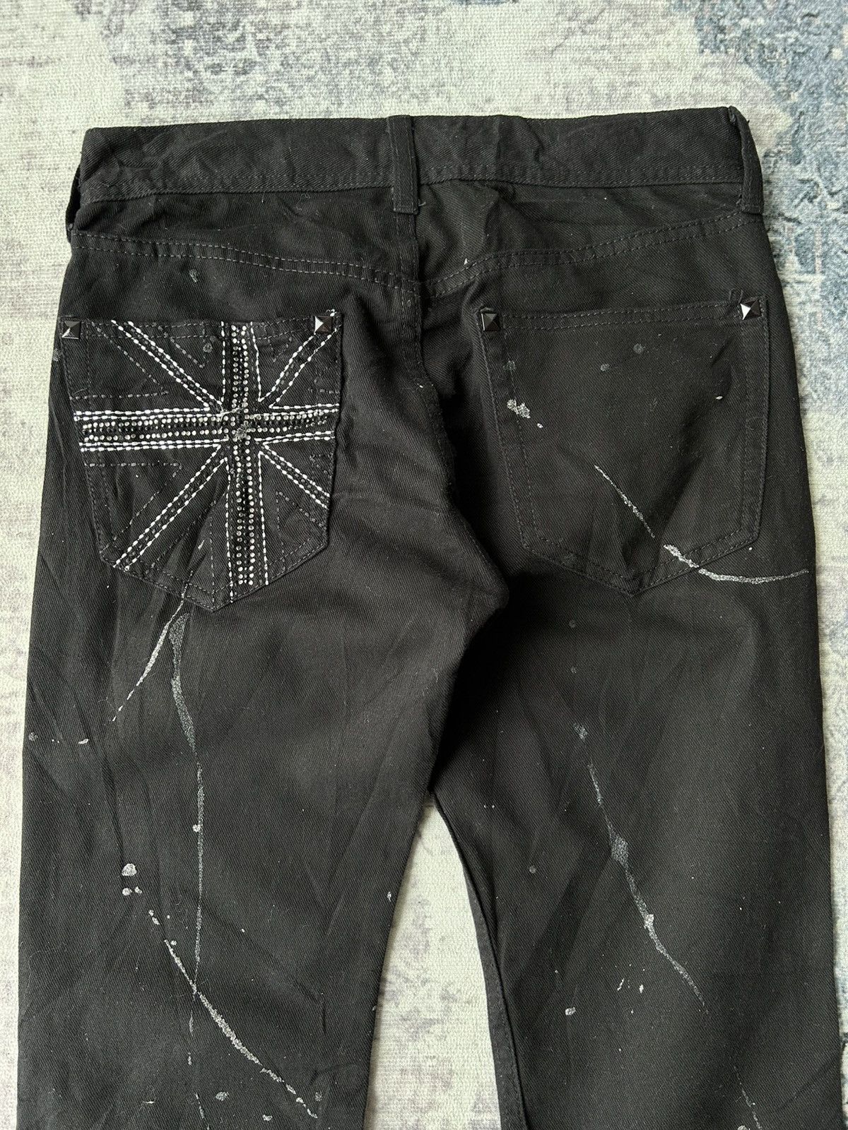 If Six Was Nine Flared Painter Black Punk Jeans Size US 28 / EU 44 - 4 Thumbnail