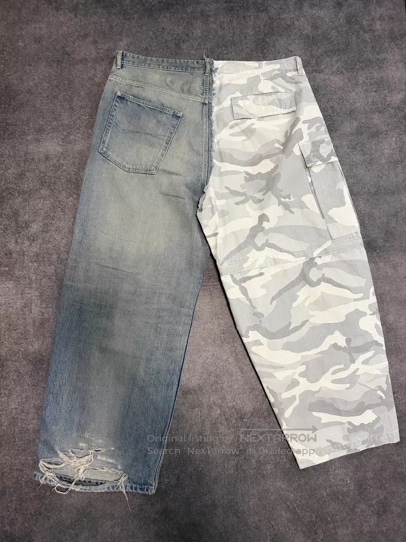 Balenciaga Balenciaga size M Camouflage Patchwork Denim Work Pants Size US 27 - 2 Thumbnail