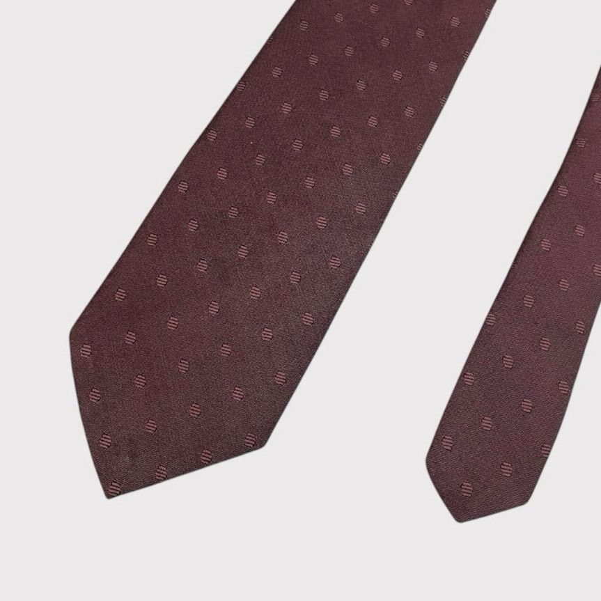 Other Elaan Red Brown Polka Dot Silk Mens Neck Tie Size ONE SIZE - 1 Thumbnail