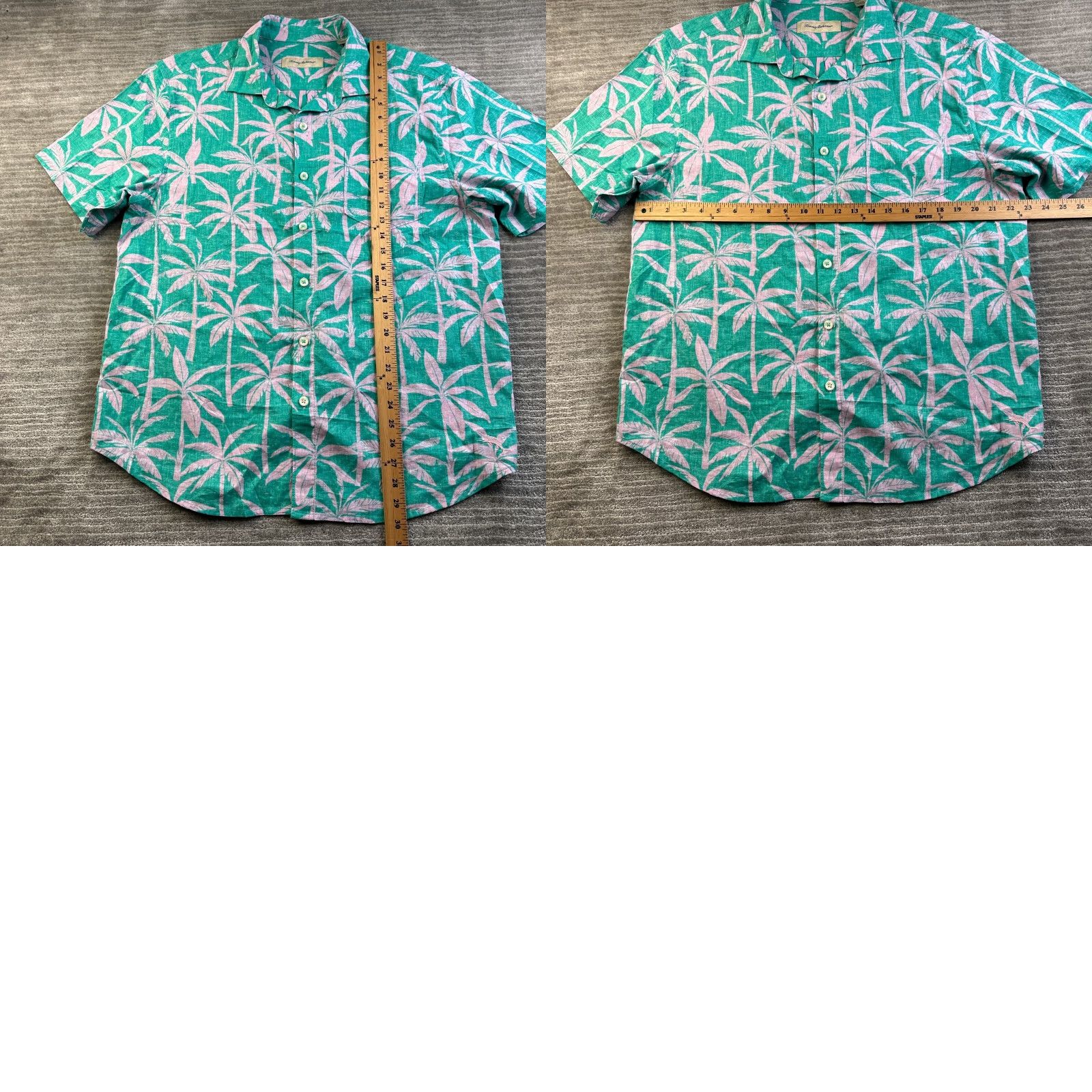 Tommy Bahama Tommy Bahama Shirt Large Green Camp Linen Blend Floral Palms Mens Size US L / EU 52-54 / 3 - 8 Thumbnail