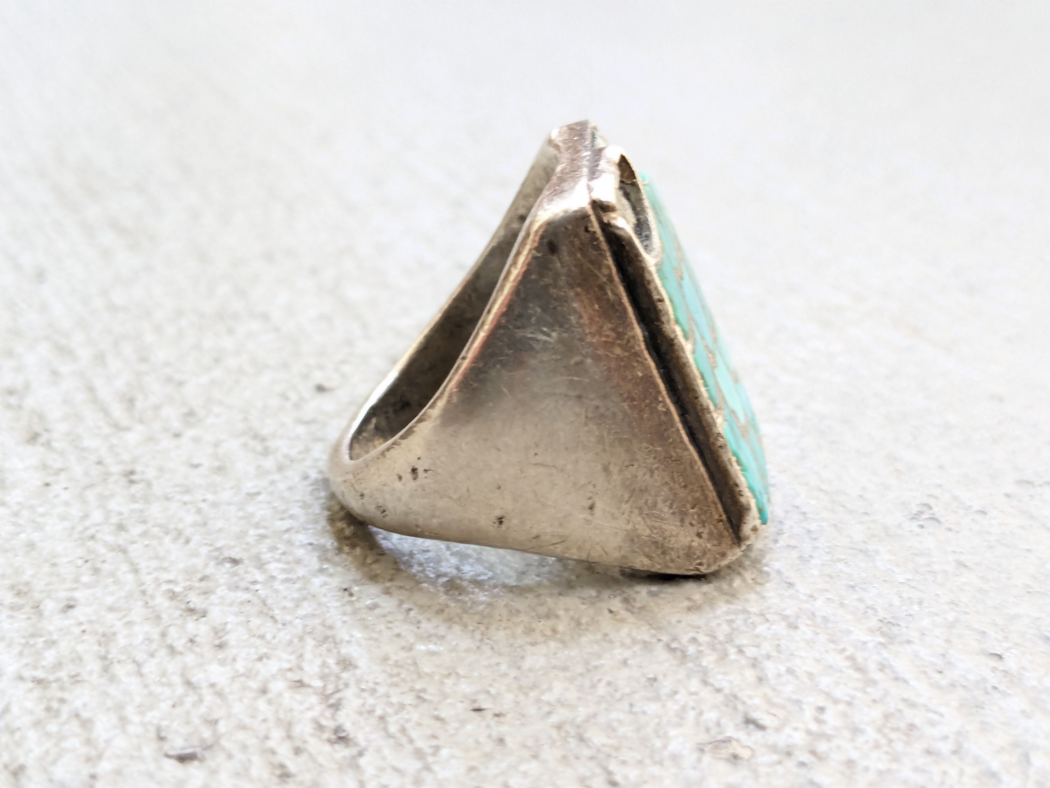 Other Vintage Sterling Silver Ring 11.5 Turquoise Rectangle Modern Size ONE SIZE - 7 Thumbnail