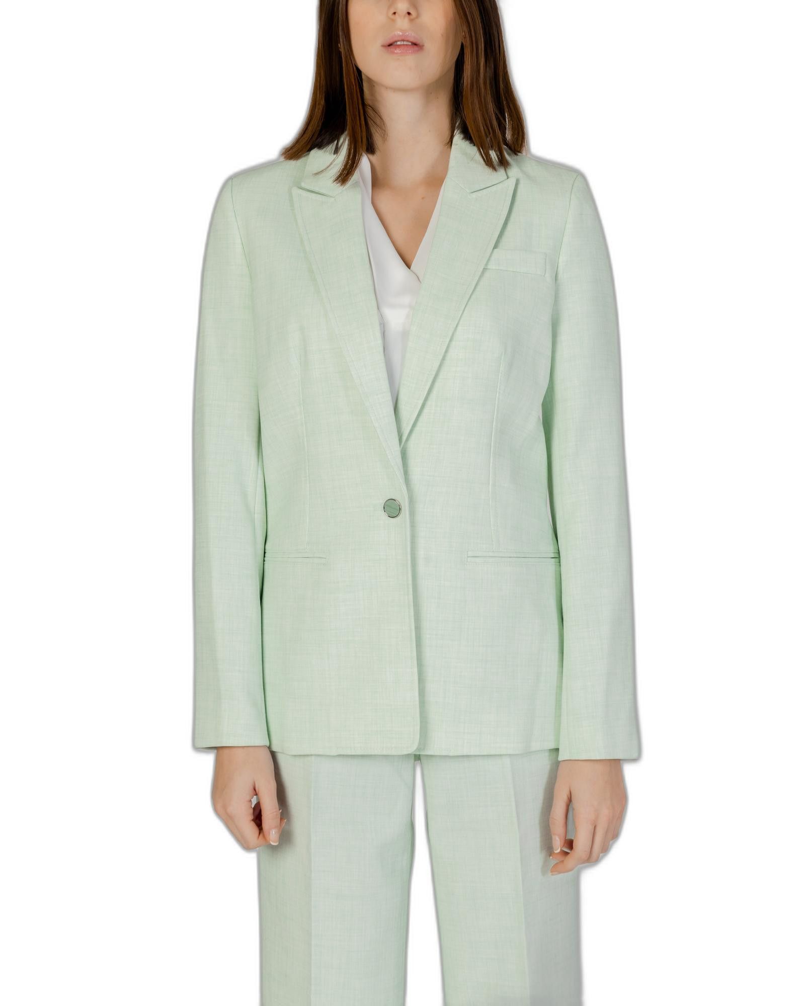 image of Guess Lapel Collar Blazer With Button Fastening in Green, Women's (Size XS)