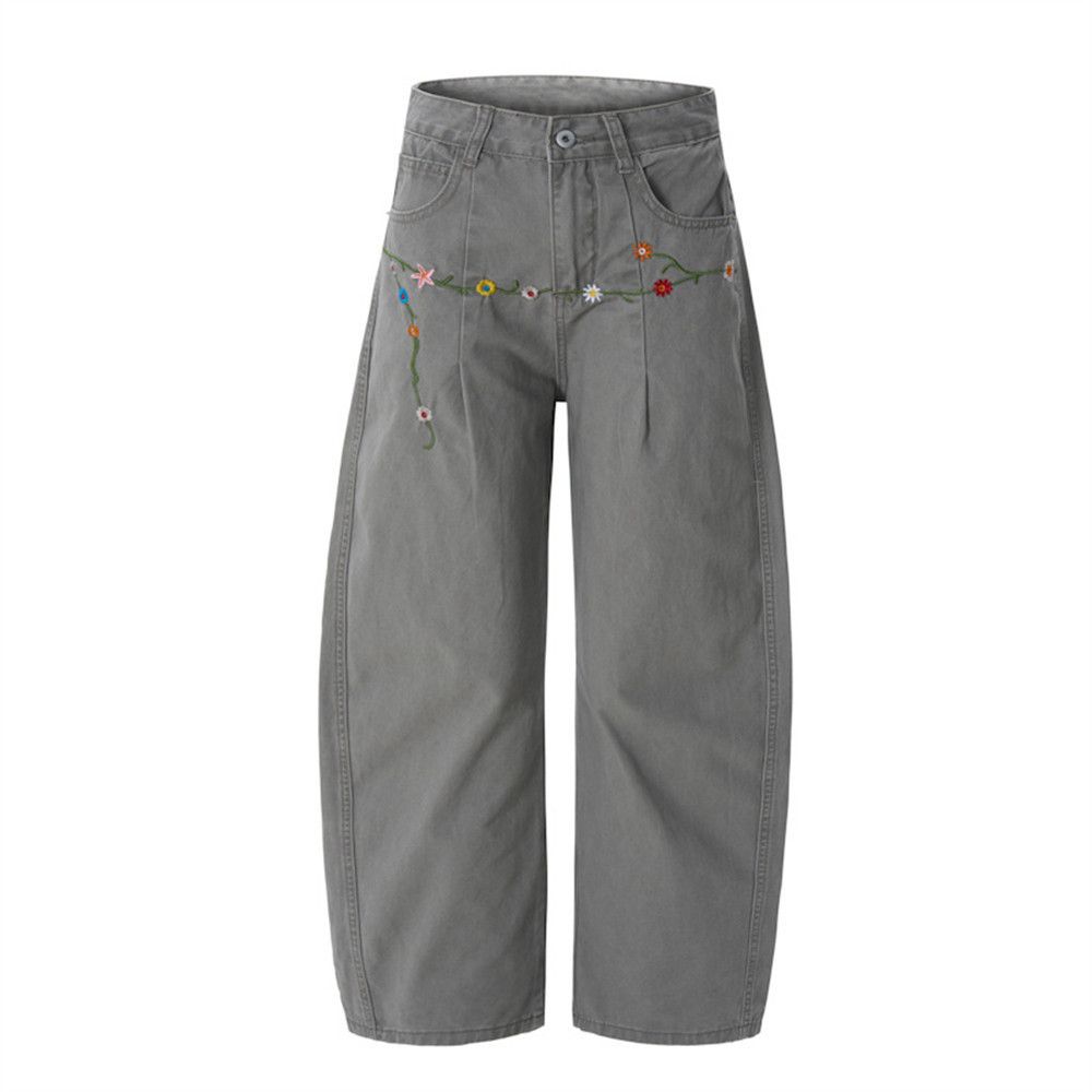 Vintage Men's floral embroidered retro washed distressed trousers Size US 32 / EU 48 - 4 Thumbnail