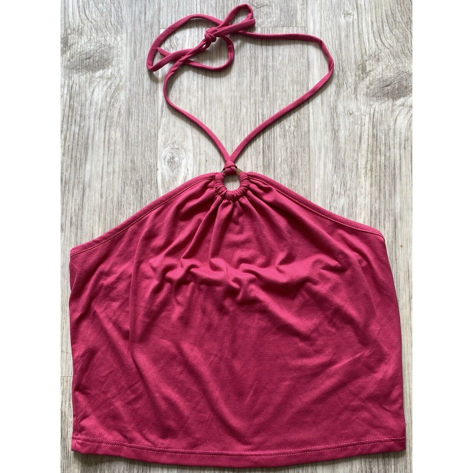 Other Gaze | Women's Bright Pink Tie Back Halter Crop Top | Medium Size M / US 6-8 / IT 42-44 - 1 Thumbnail