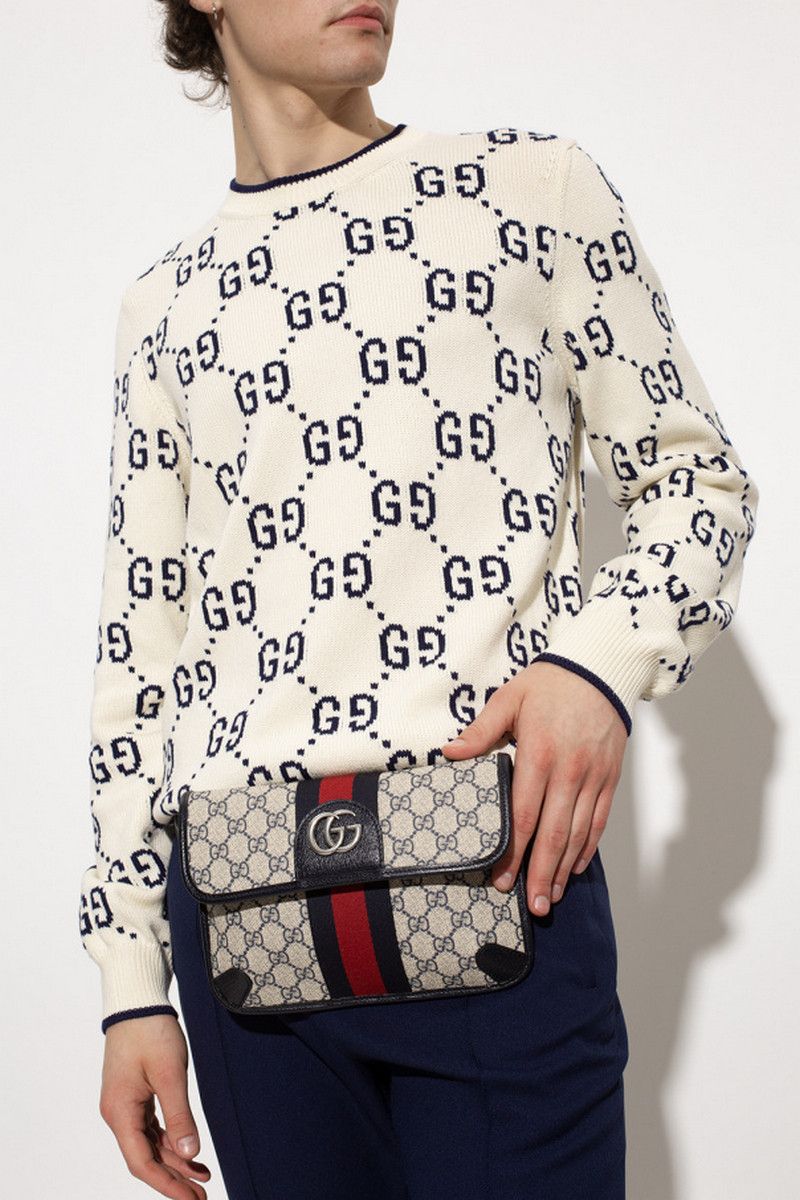 Gucci GUCCI Ophidia beige black GG Web canvas belt bag Size 90 Size ONE SIZE - 2 Thumbnail