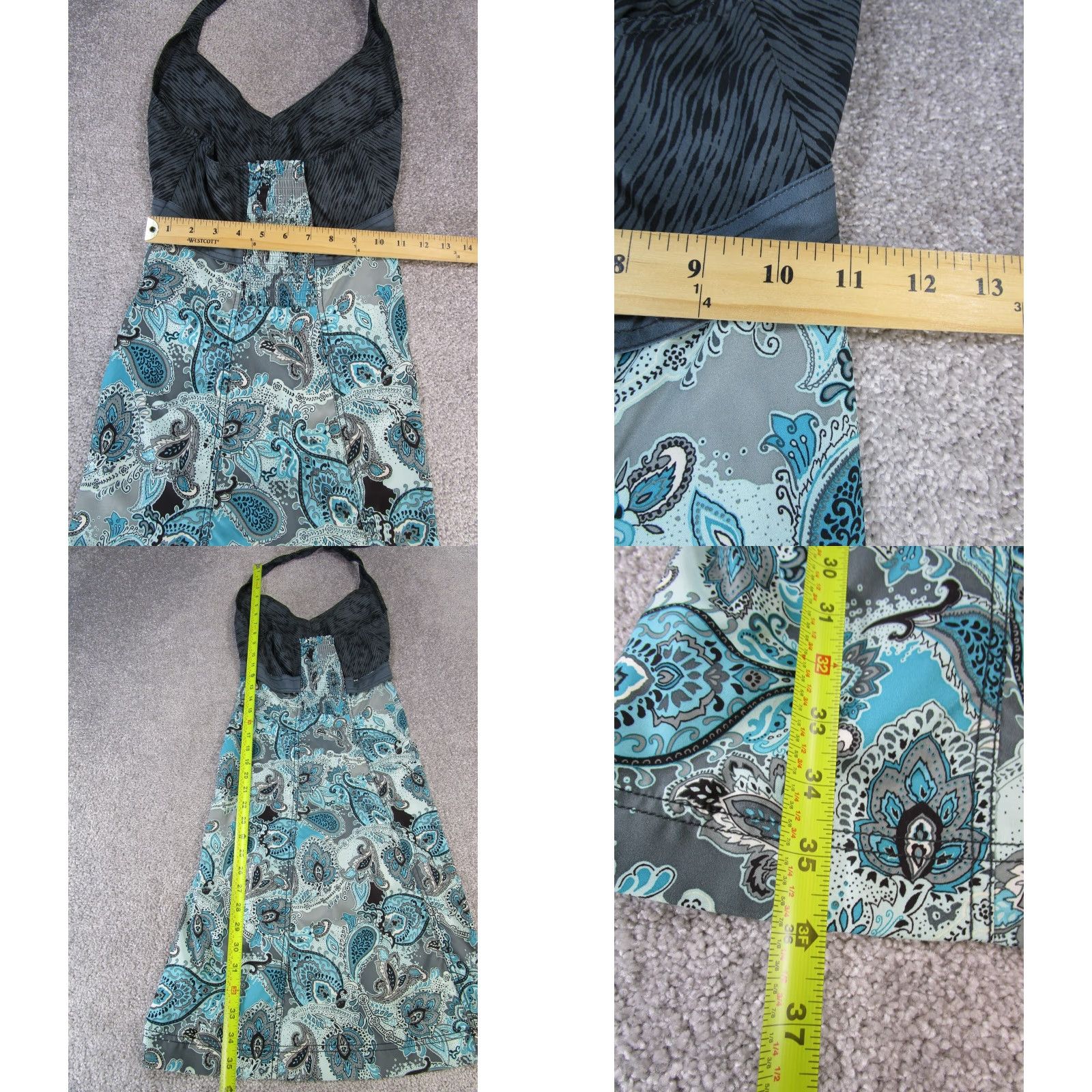 Athleta Athleta Dress Womens 2 Gray Halter Sundress A-Line Blouson Fit & Flare Zip Party/Cocktail Travel Casual Paisley Sleeveless Short Size XS / US 0-2 / IT 36-38 - 8 Thumbnail