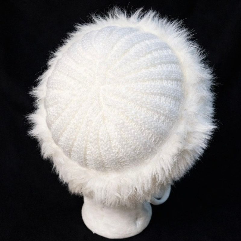 Other White Faux Fur Knit Hat Size ONE SIZE - 3 Thumbnail