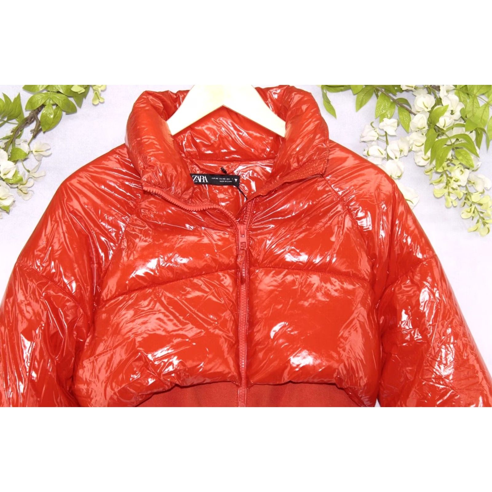 Zara Zara Cropped Puffer Jacket Red XS Women's Regular Full Zip Jacket New Size XS / US 0-2 / IT 36-38 - 4 Thumbnail