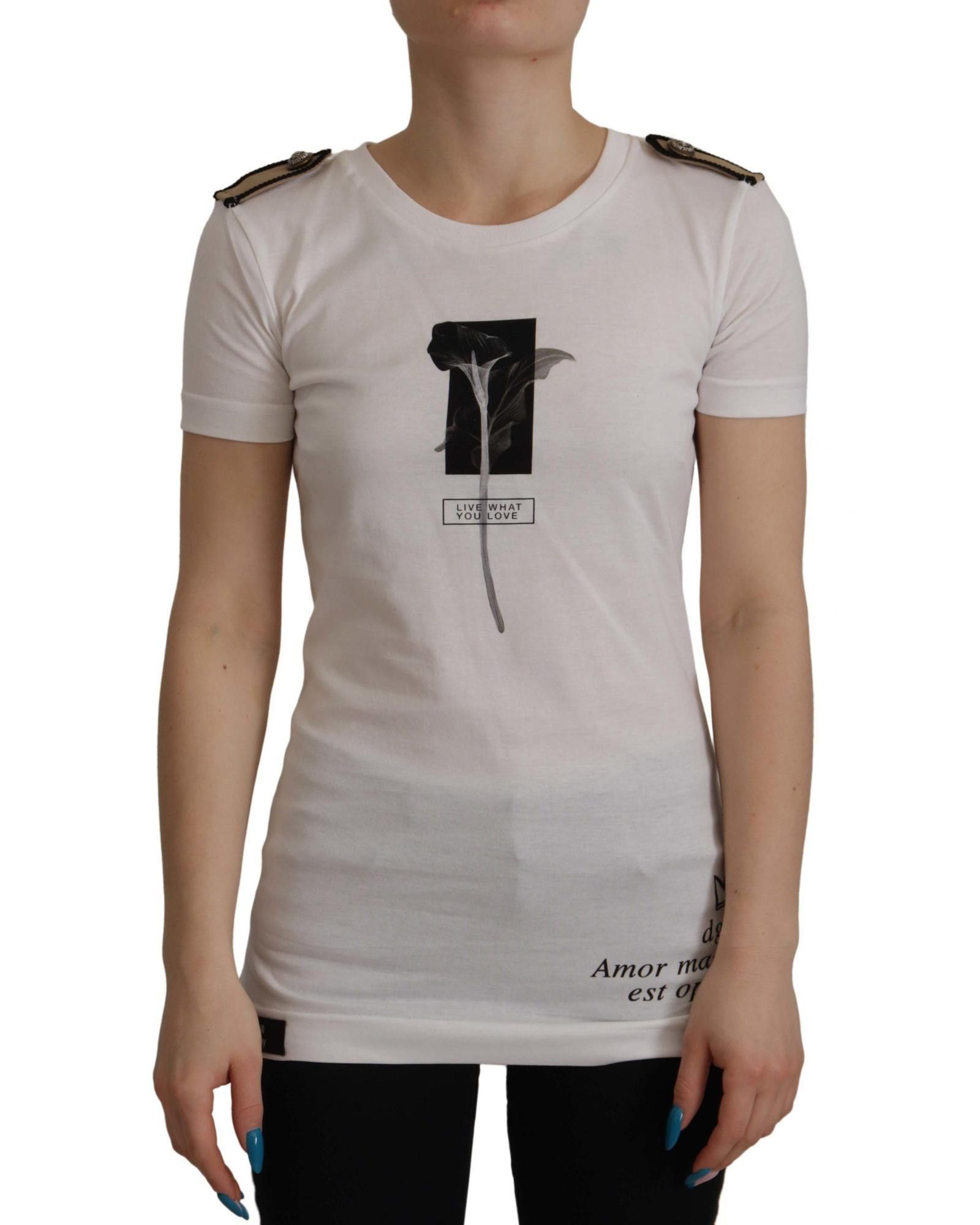 image of Dolce Gabbana Amore Logo Short Sleeve Cotton T-Shirt in White, Women's (Size Small)