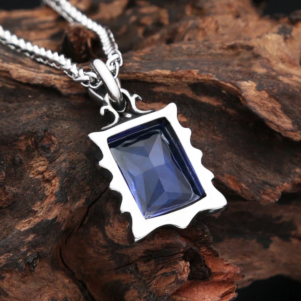 Other Classic Stainless Steel Stone Pendant Necklace Size ONE SIZE - 3 Thumbnail