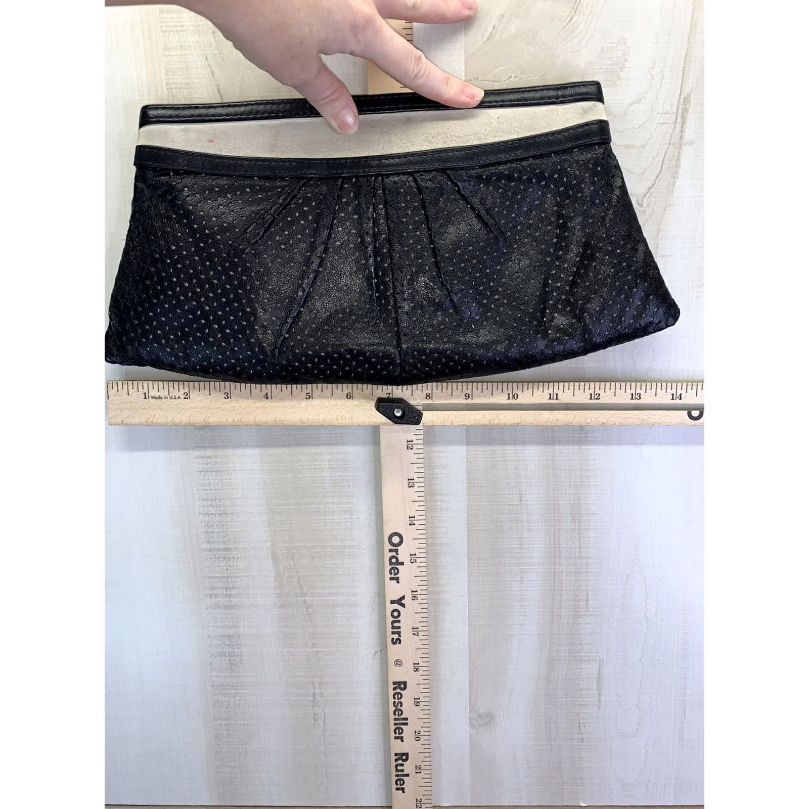 Vintage Lauren Merkin Clutch Bag-4622 Faux Leather/Suede Black Small Women’s Bag, Clutch, Black, Faux Leather Size ONE SIZE - 6 Thumbnail