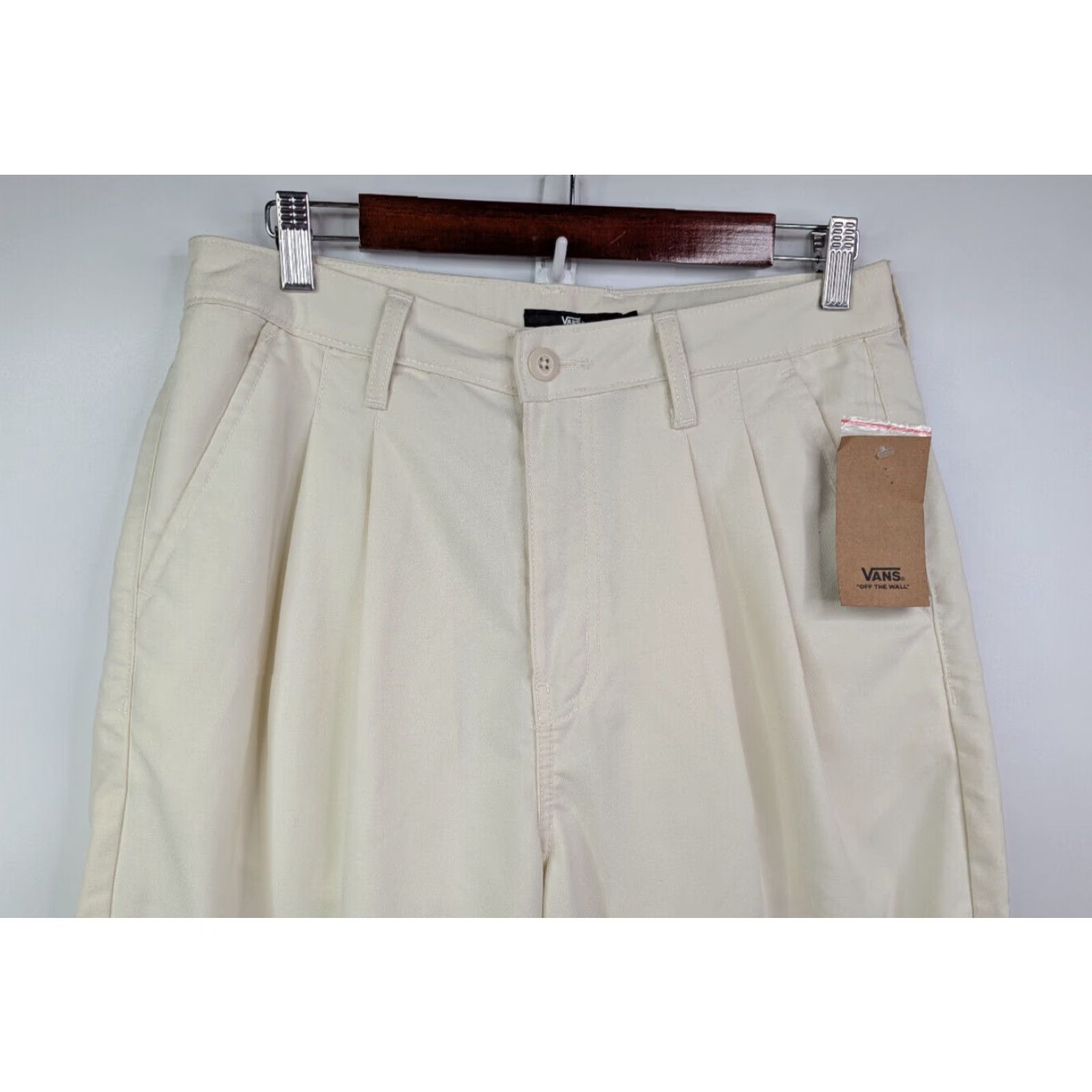 Vans VANS Chino Pants Hem Pleated Front Beige 28 WOMEN Regular Straight Logo NWT Size 26" / US 2 / IT 38 - 2 Thumbnail