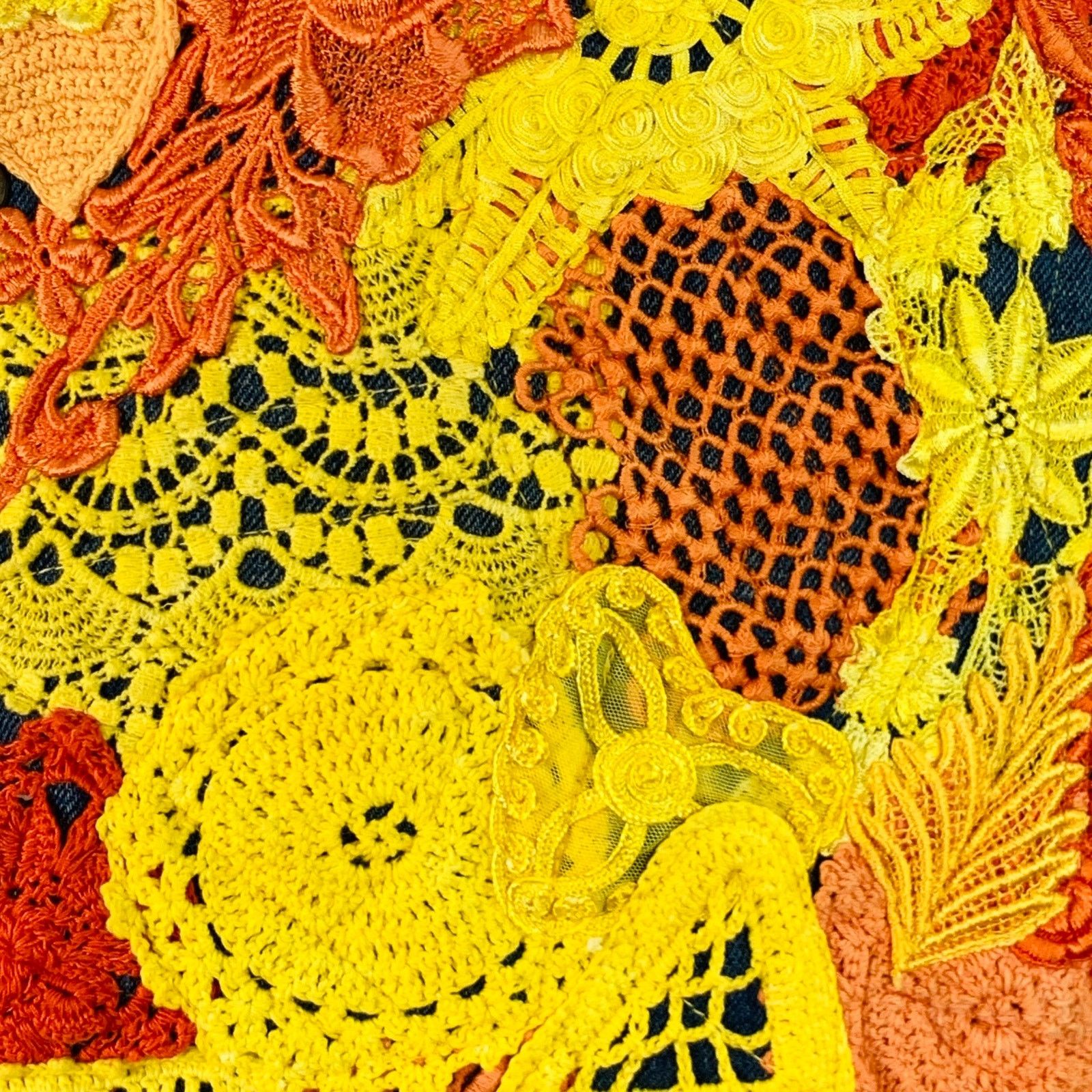 Earthling Poetic Lust Blue Orange Yellow Lace Crochet Cotton Snaps Size US XL / EU 56 / 4 - 2 Thumbnail