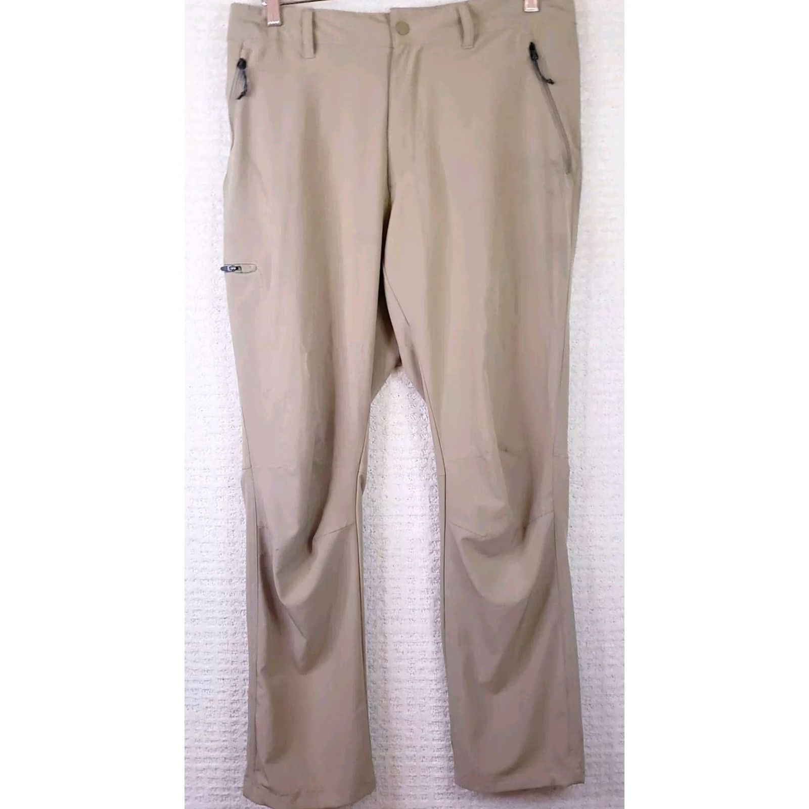 Vintage Columbia Men's Pants 34x30 Omni Shield Zipper Pockets Casual Travel Workwear Nylon Elastane Tan Khaki Straight Leg Size US 34 / EU 50 - 2 Thumbnail