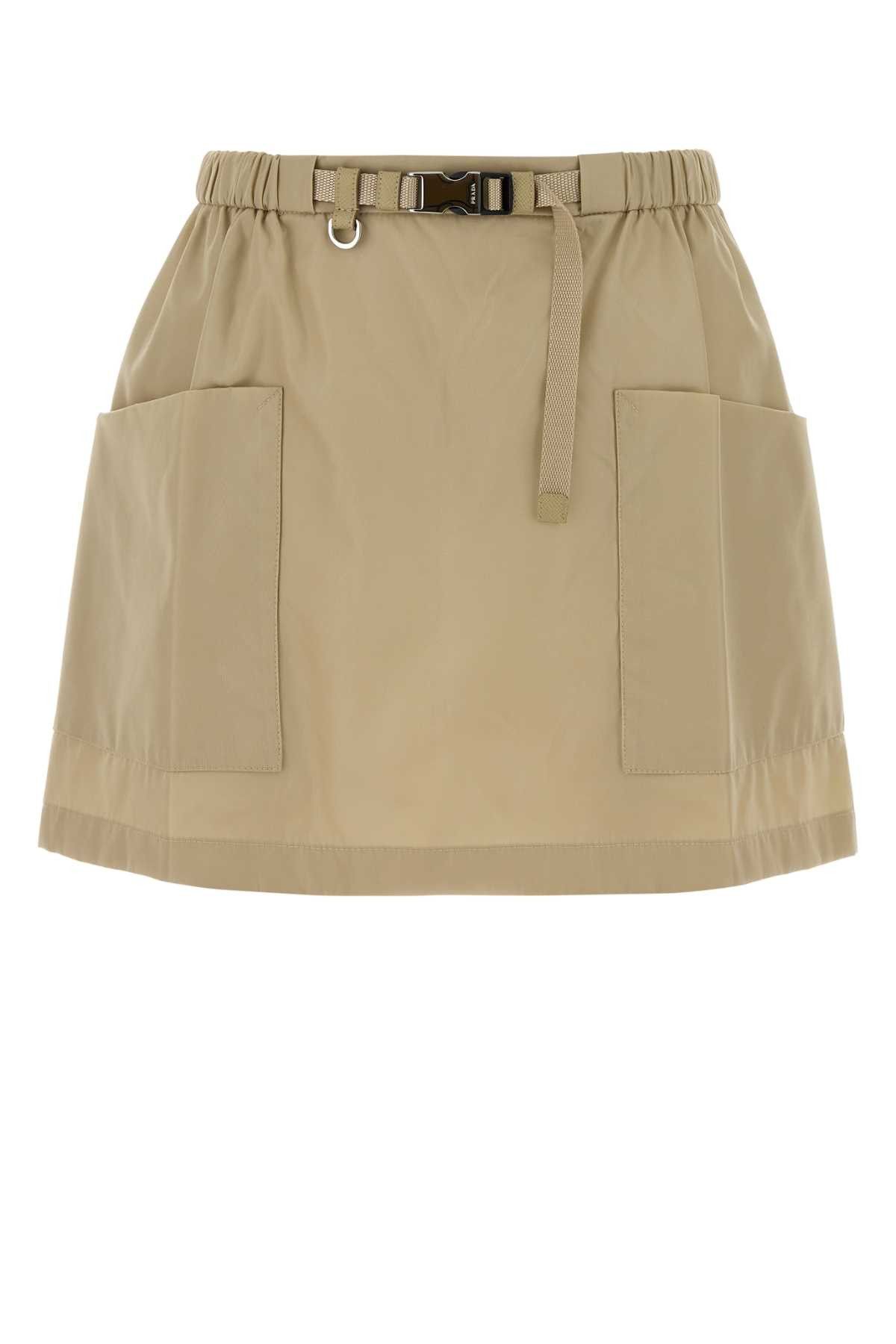 Beige Re-Nylon Mini Skirt