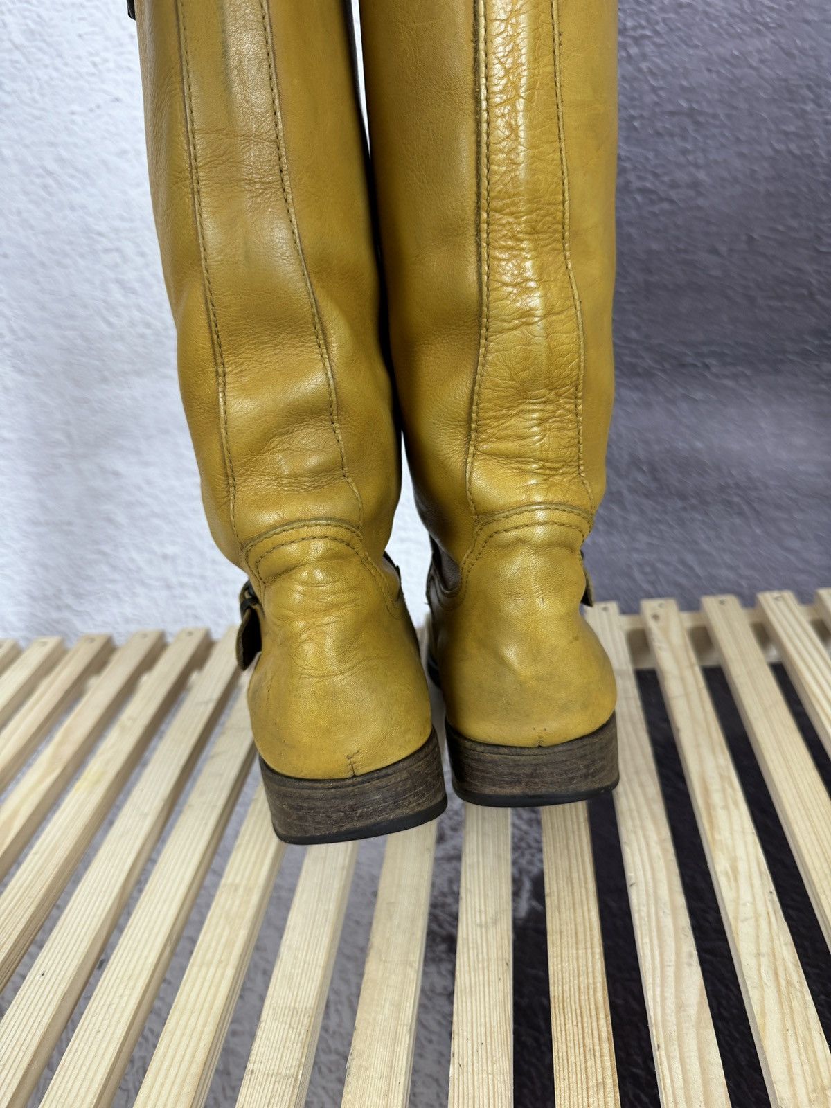 Cowboy Equipment MOMA vintage beige brown leather cowboy high shoes Size US 7.5 / EU 40-41 - 14 Thumbnail