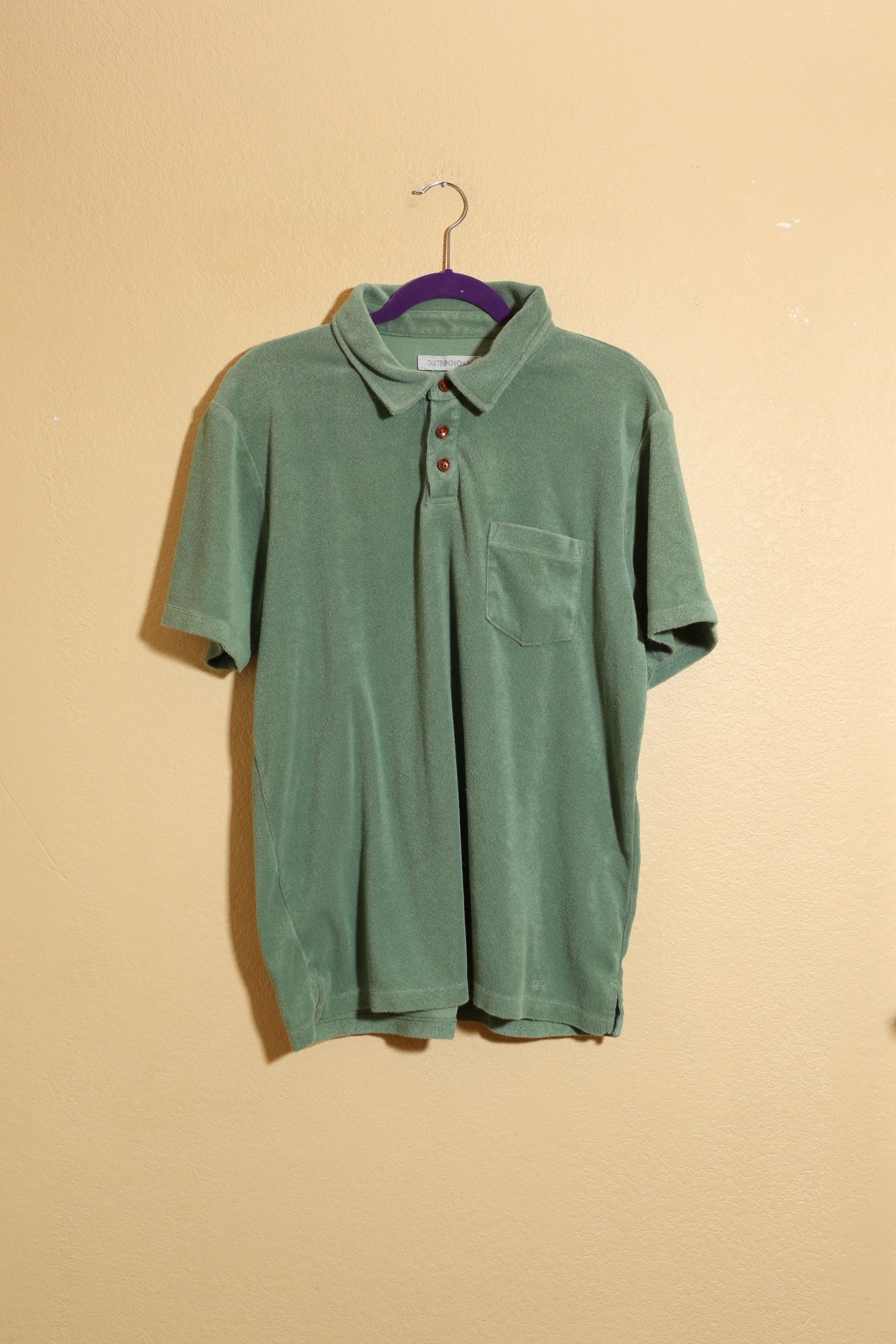 Outerknown Outerknown Hightide Green Terry Cloth Polo Shirt (L) Size US L / EU 52-54 / 3 - 1 Thumbnail